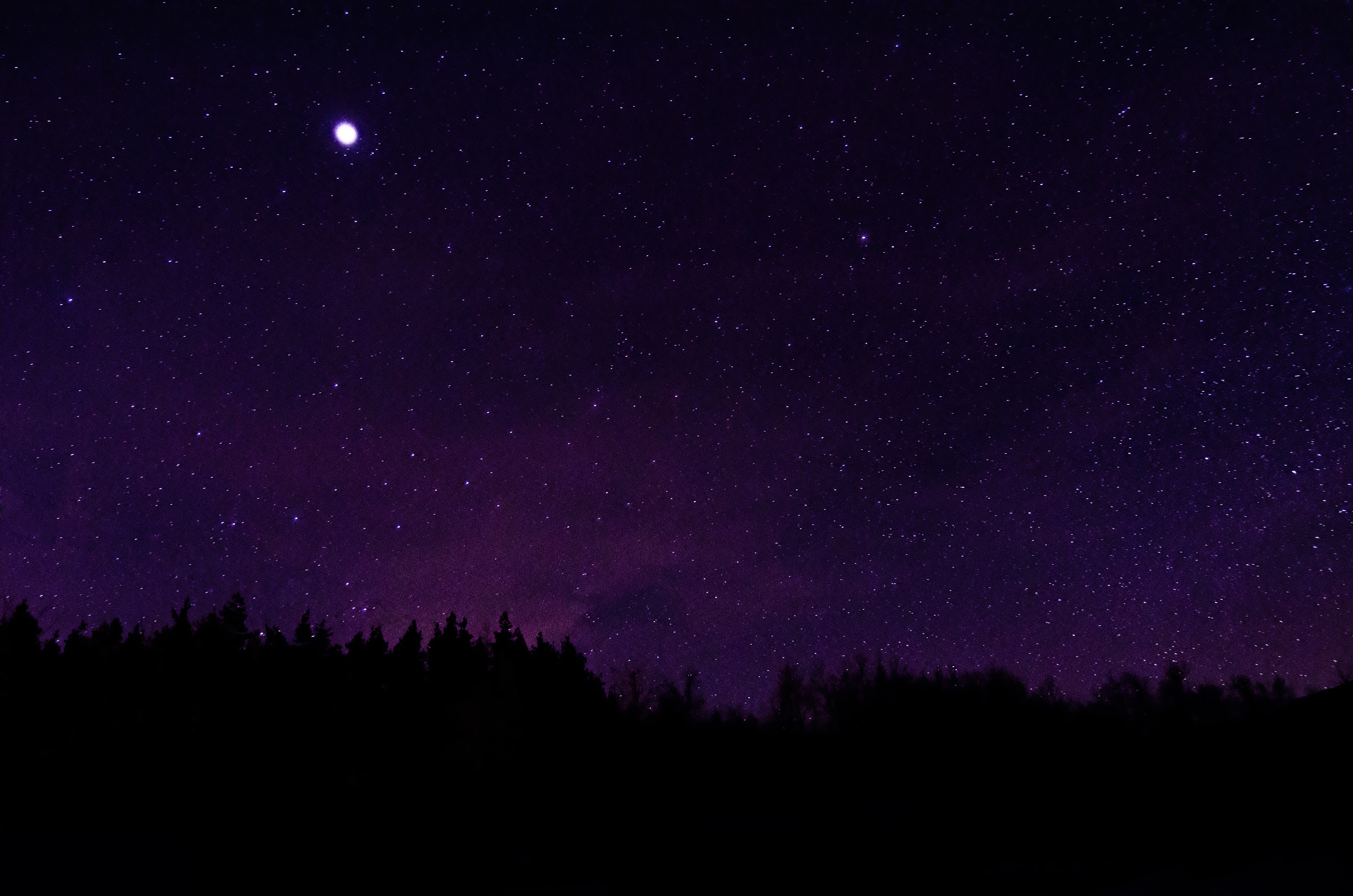 General 4928x3264 stars silhouette night sky purple dark nature sky