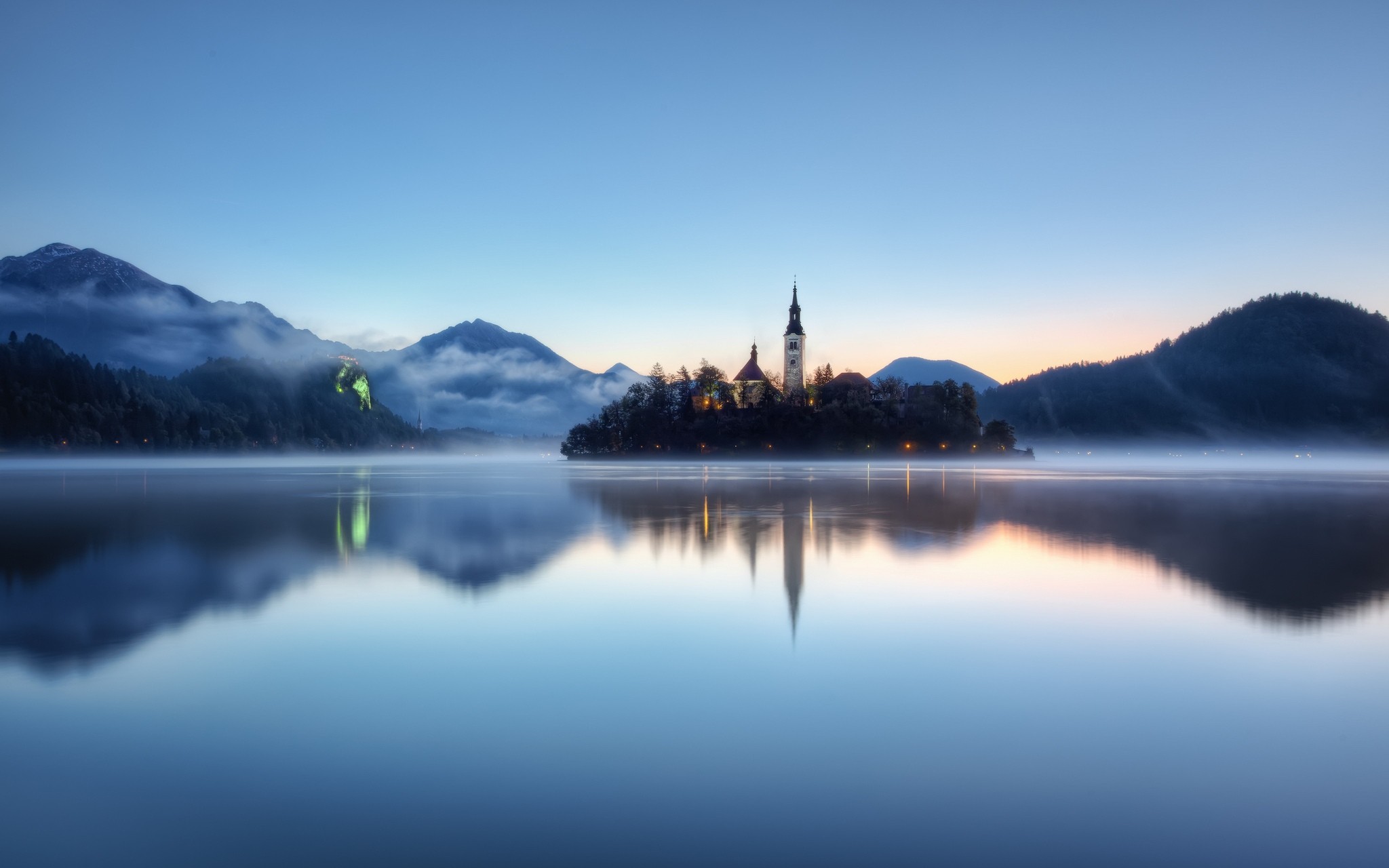 General 2048x1280 photography nature Slovenia lake island church water landscape calm waters calm Lake Bled