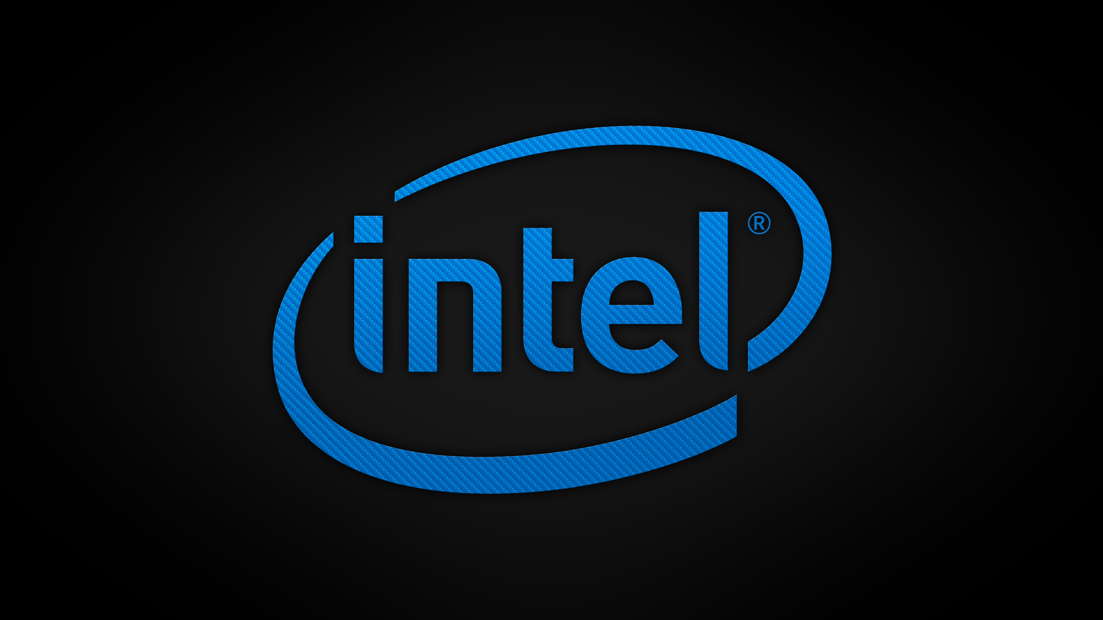 General 3840x2160 Intel logo blue brand simple background black background