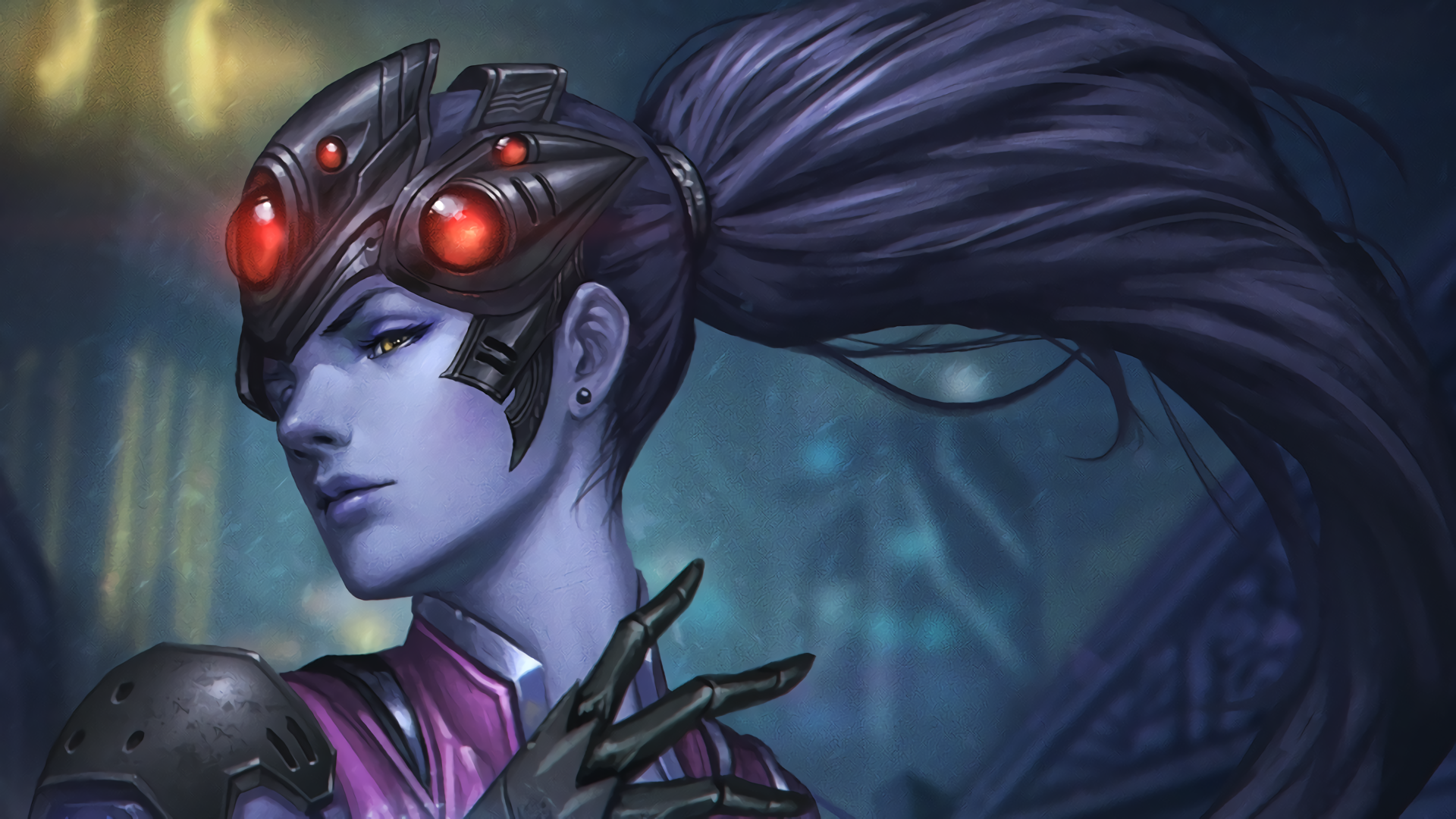 General 1920x1080 fantasy art Overwatch Affiliation: Talon Blizzard Entertainment Widowmaker (Overwatch) PC gaming video game girls video game art video game characters long hair
