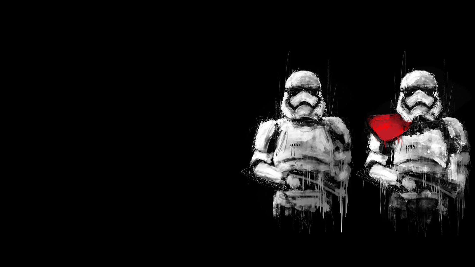 General 1920x1080 stormtrooper Star Wars sketches science fiction Imperial Forces simple background black background Imperial Stormtrooper artwork selective coloring movie characters