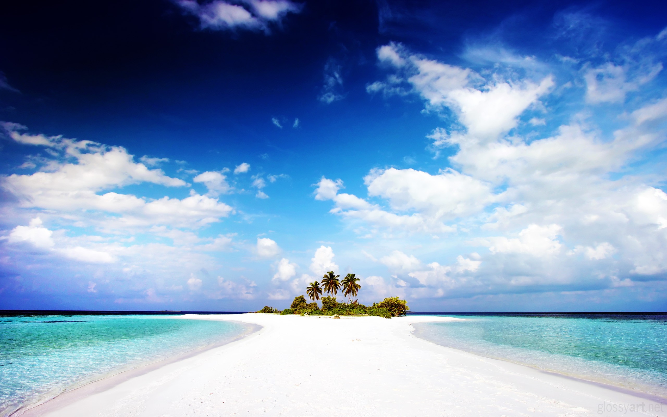 General 2560x1600 photography nature water sea tropical island clouds sand beach sky