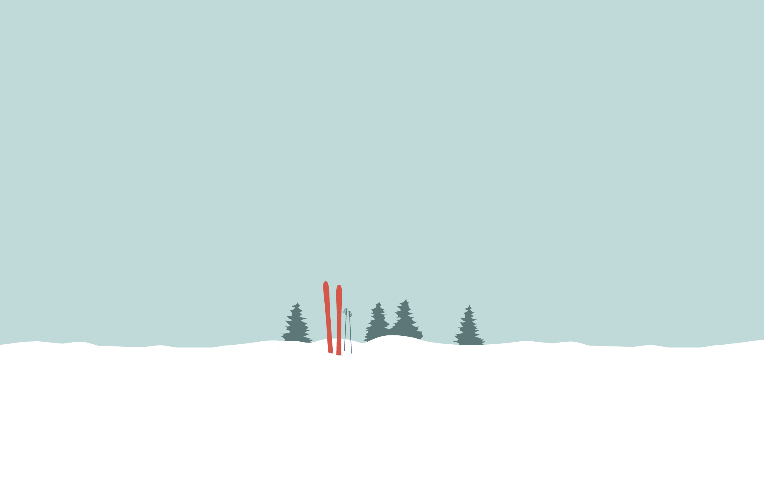 General 2560x1600 winter snow pine trees skis minimalism