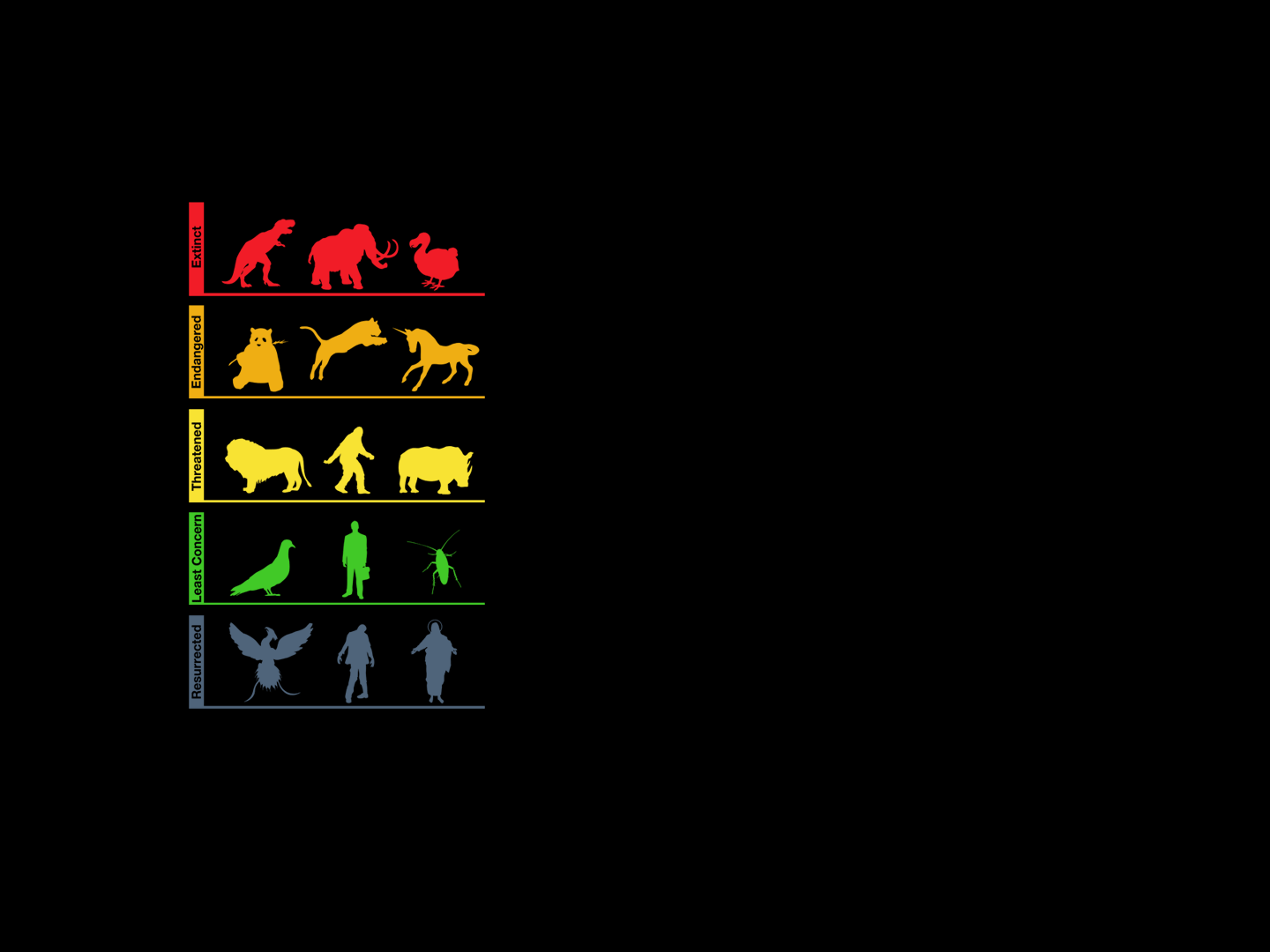 General 1440x1080 red yellow green black background simple background animals information infographics minimalism