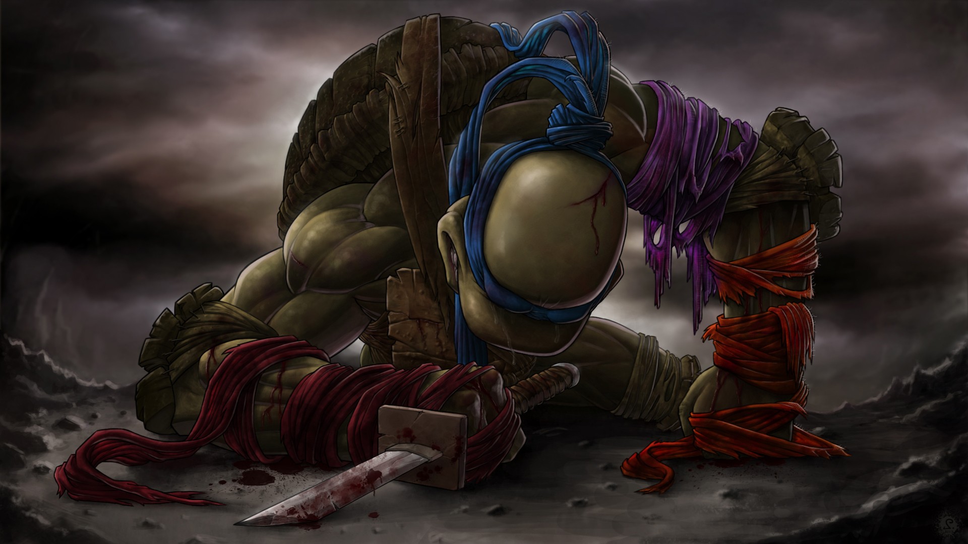 General 1920x1080 Teenage Mutant Ninja Turtles alone blood artwork