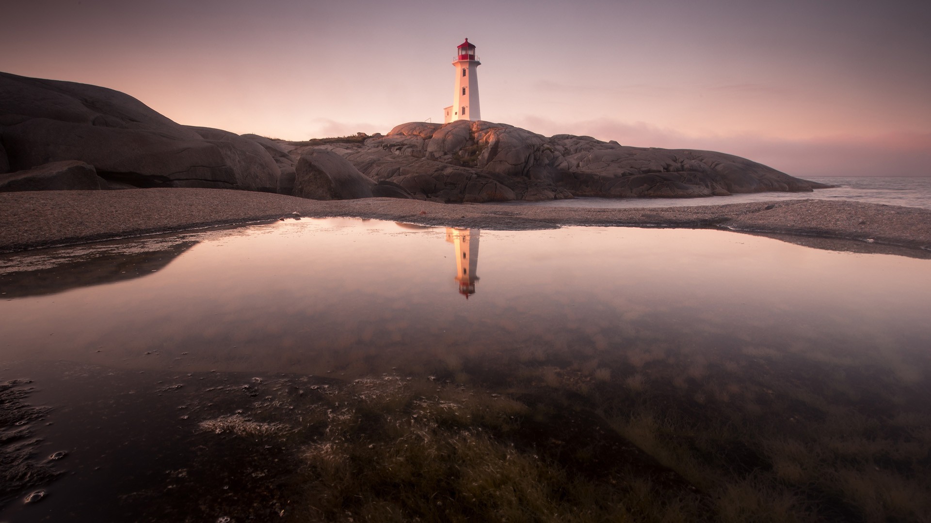 General 1920x1080 lighthouse pond beach reflection dusk outdoors