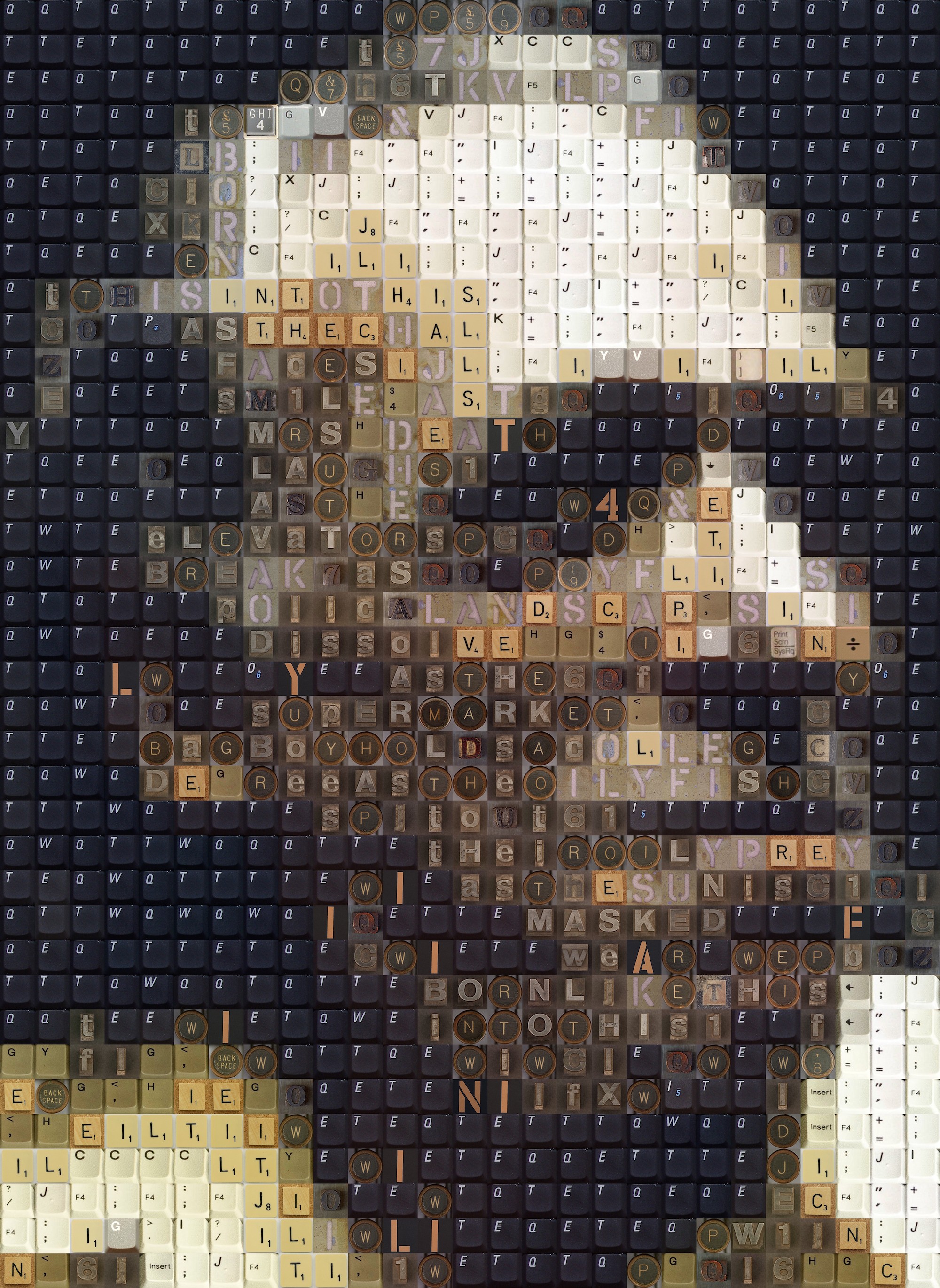 People 2000x2741 men face portrait mosaic Charles Bukowski writers old people keyboards text numbers portrait display artwork creativity