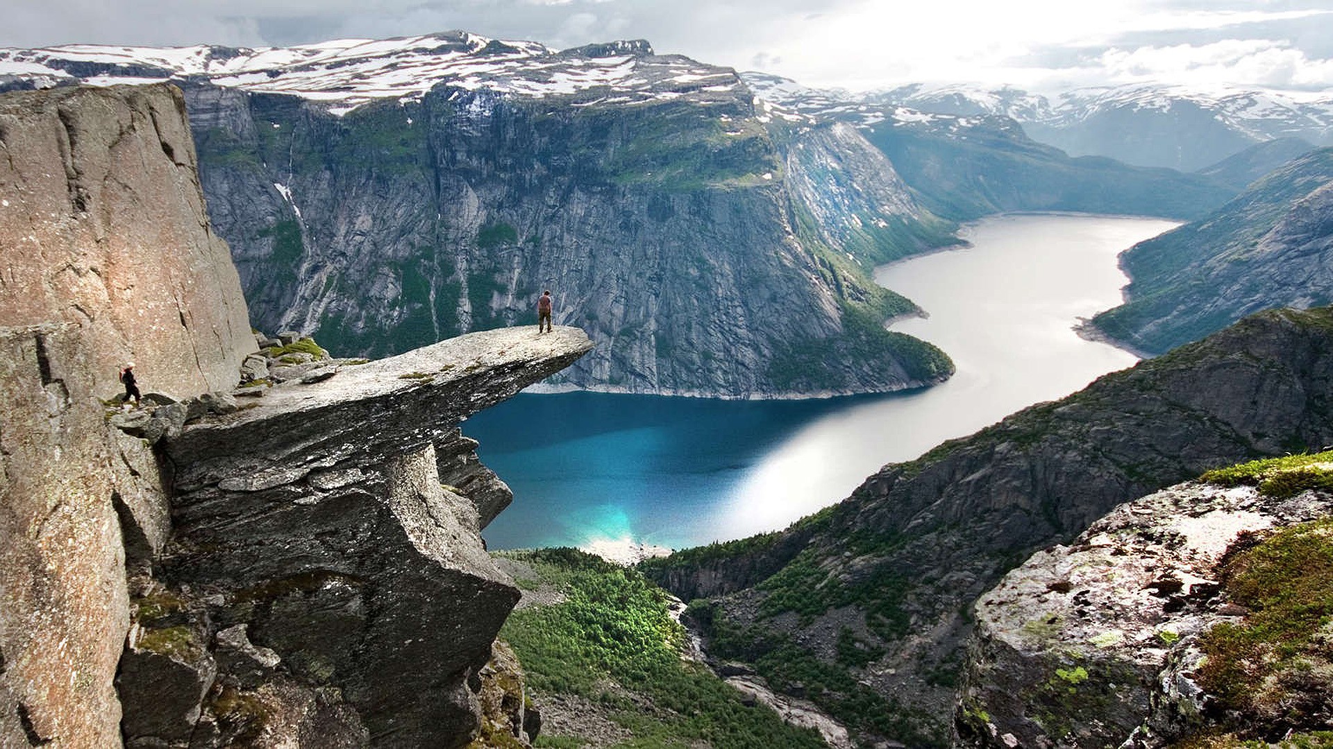 General 1920x1080 Trolltunga Norway landscape rocks cliff lake gorge nordic landscapes