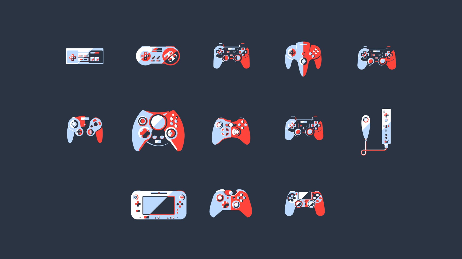 General 1920x1080 video games controllers simple background PlayStation Xbox Nintendo Entertainment System minimalism Dreamcast SNES Nintendo 64 GameCube