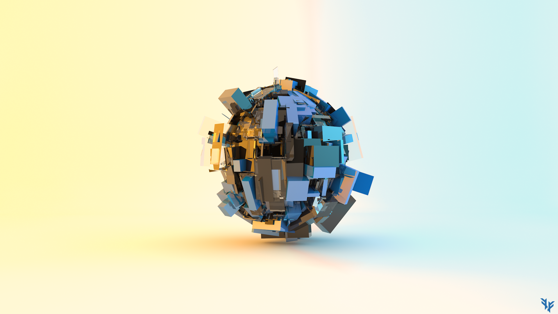 General 1920x1080 digital art simple background 3D Blocks abstract 3D Abstract CGI sphere gradient