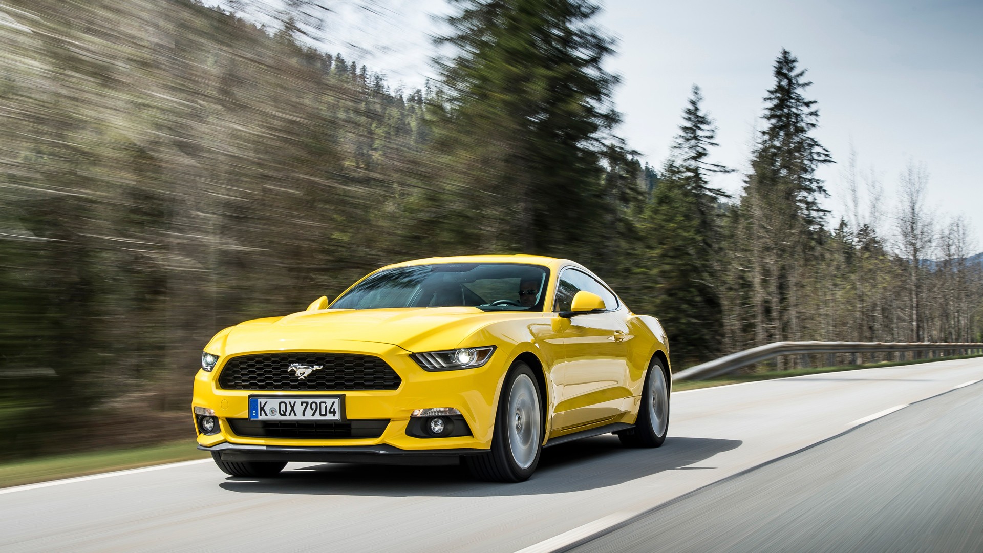 General 1920x1080 Ford Mustang car motion blur road Ford yellow cars vehicle numbers Ford Mustang S550 muscle cars American cars