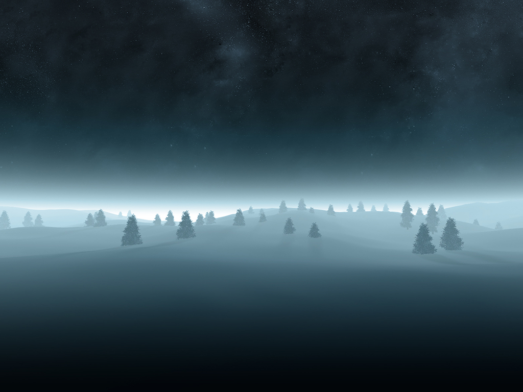 General 1024x768 artwork snow night trees nature sky winter landscape stars
