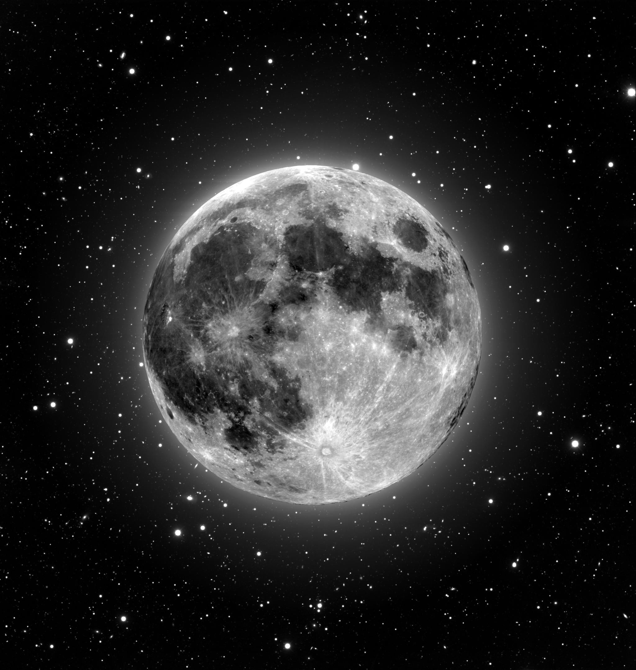 General 2048x2158 Moon sky stars space space art monochrome
