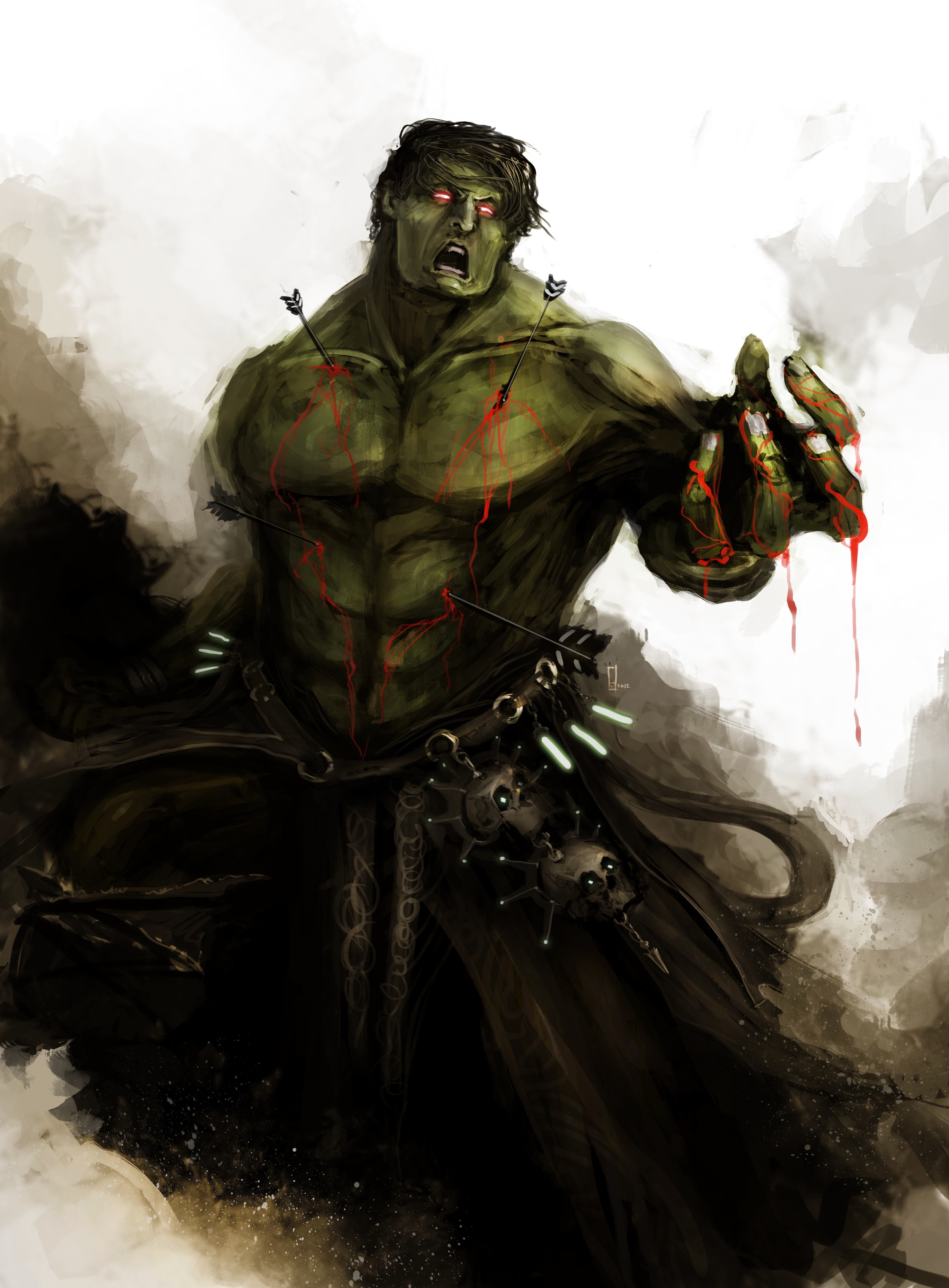 General 2500x3392 The Avengers fantasy art Hulk blood arrows