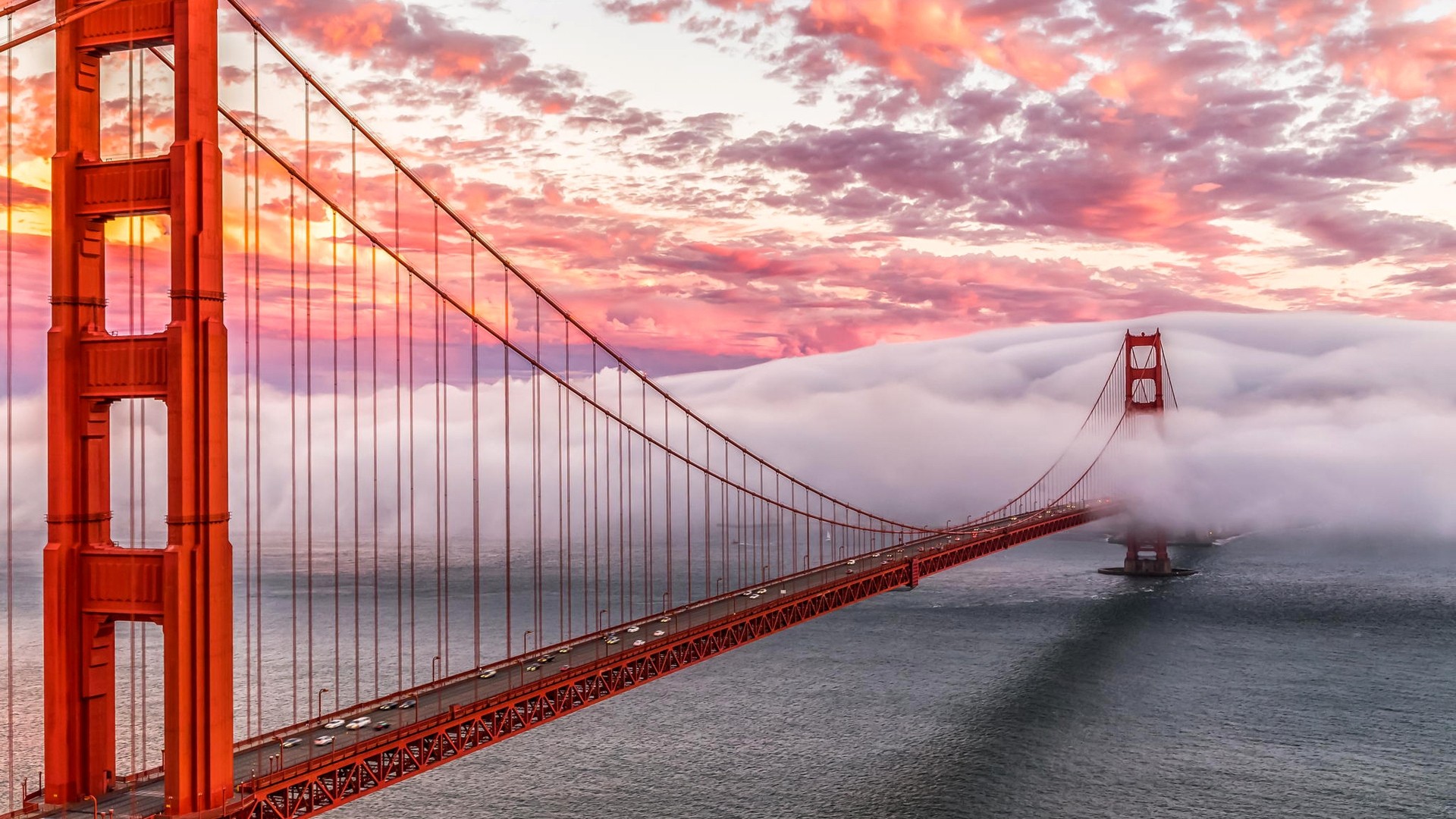 General 1920x1080 San Francisco bridge mist Golden Gate Bridge red suspension bridge USA