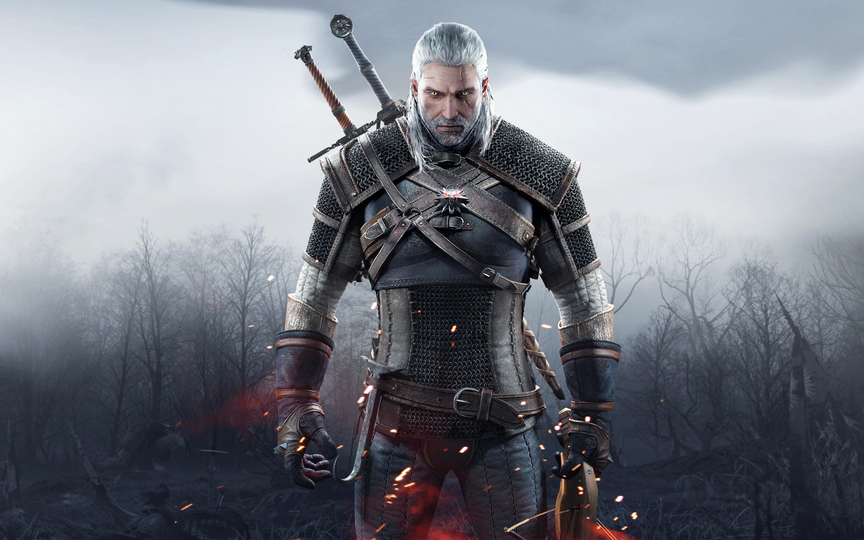 General 2880x1800 The Witcher 3: Wild Hunt video games The Witcher Geralt of Rivia frontal view RPG PC gaming video game characters video game men