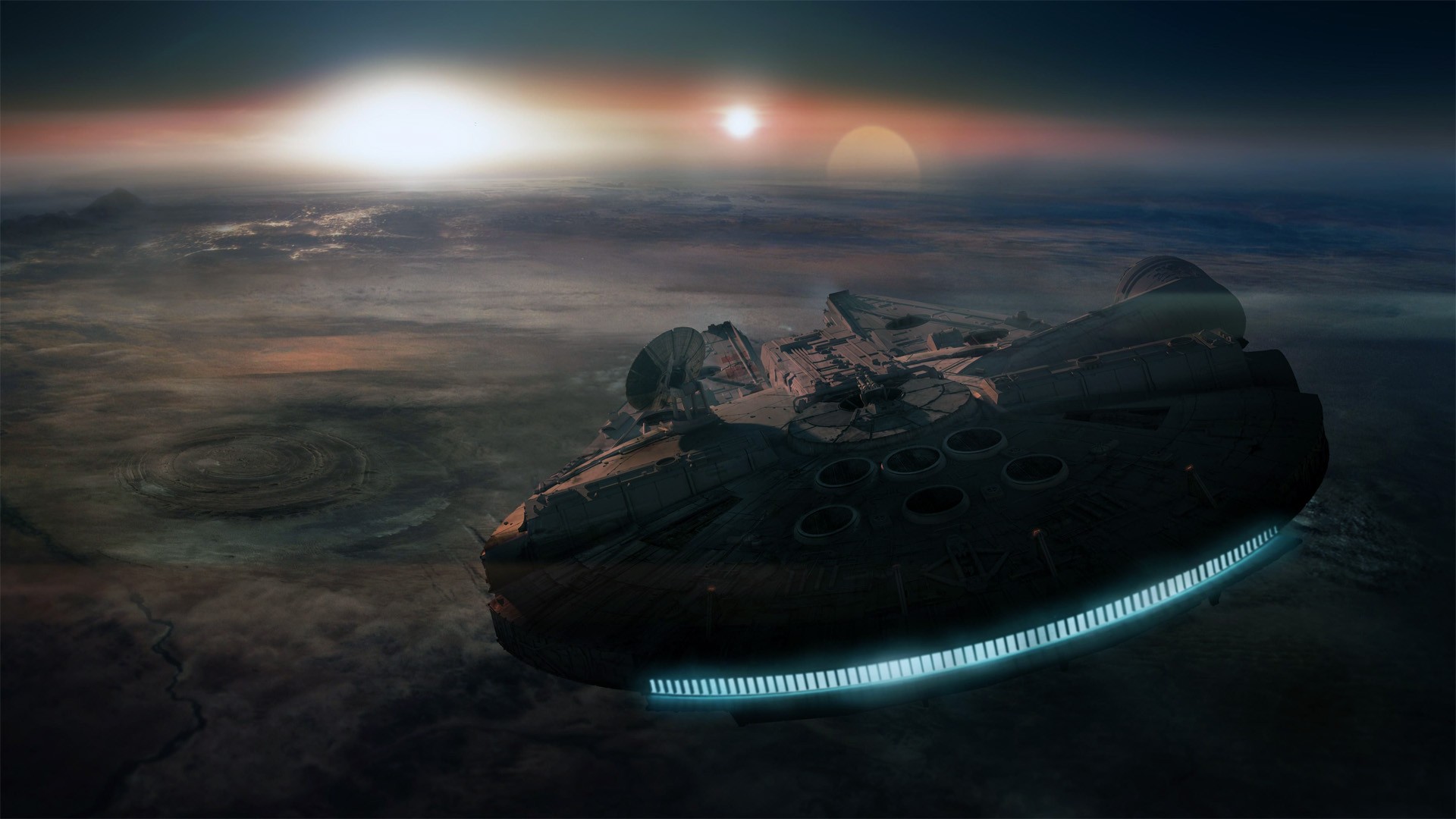 General 1920x1080 Star Wars Millennium Falcon Star Wars Ships vehicle planet science fiction CGI digital art