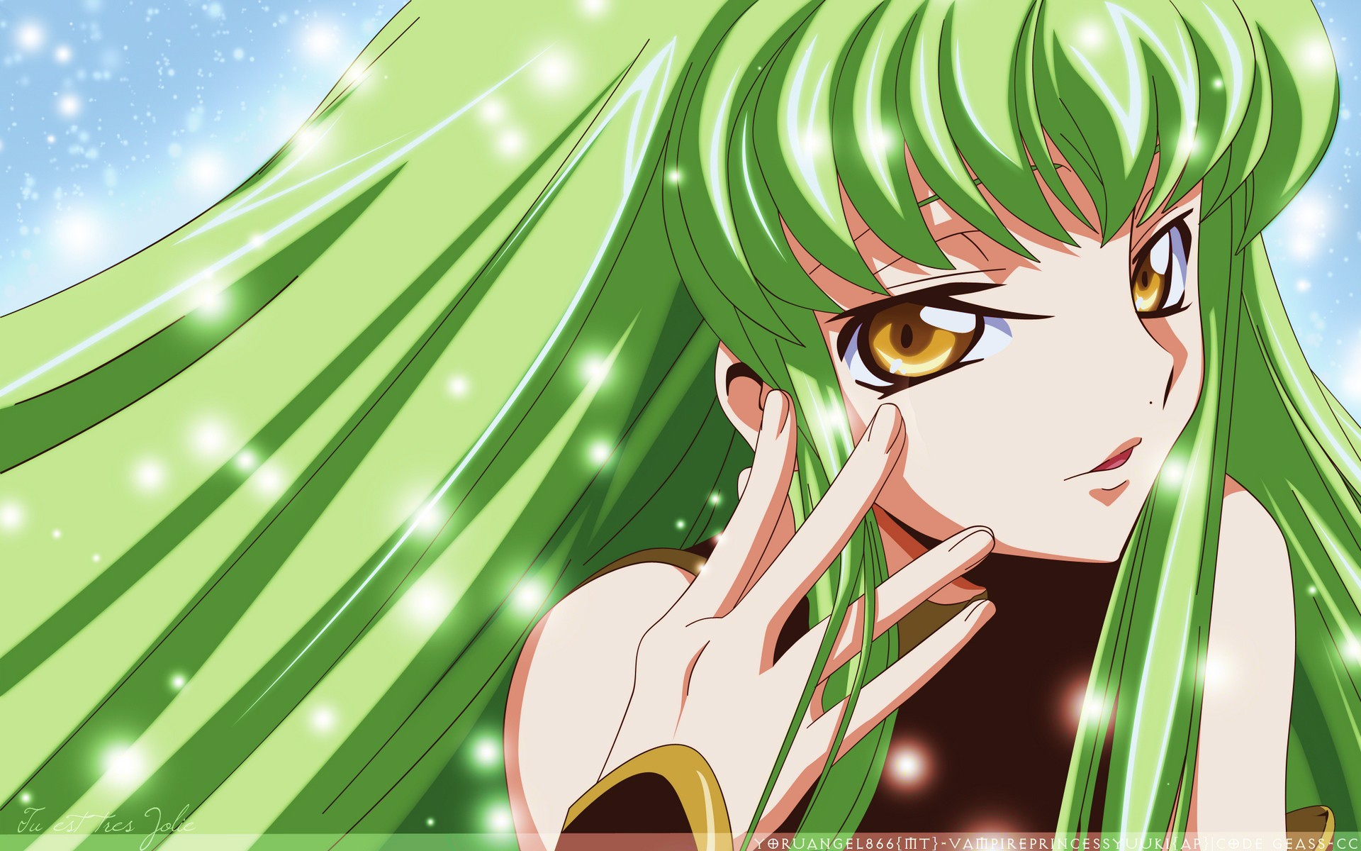 Anime 1920x1200 anime girls Code Geass C.C. (Code Geass) anime face green hair long hair