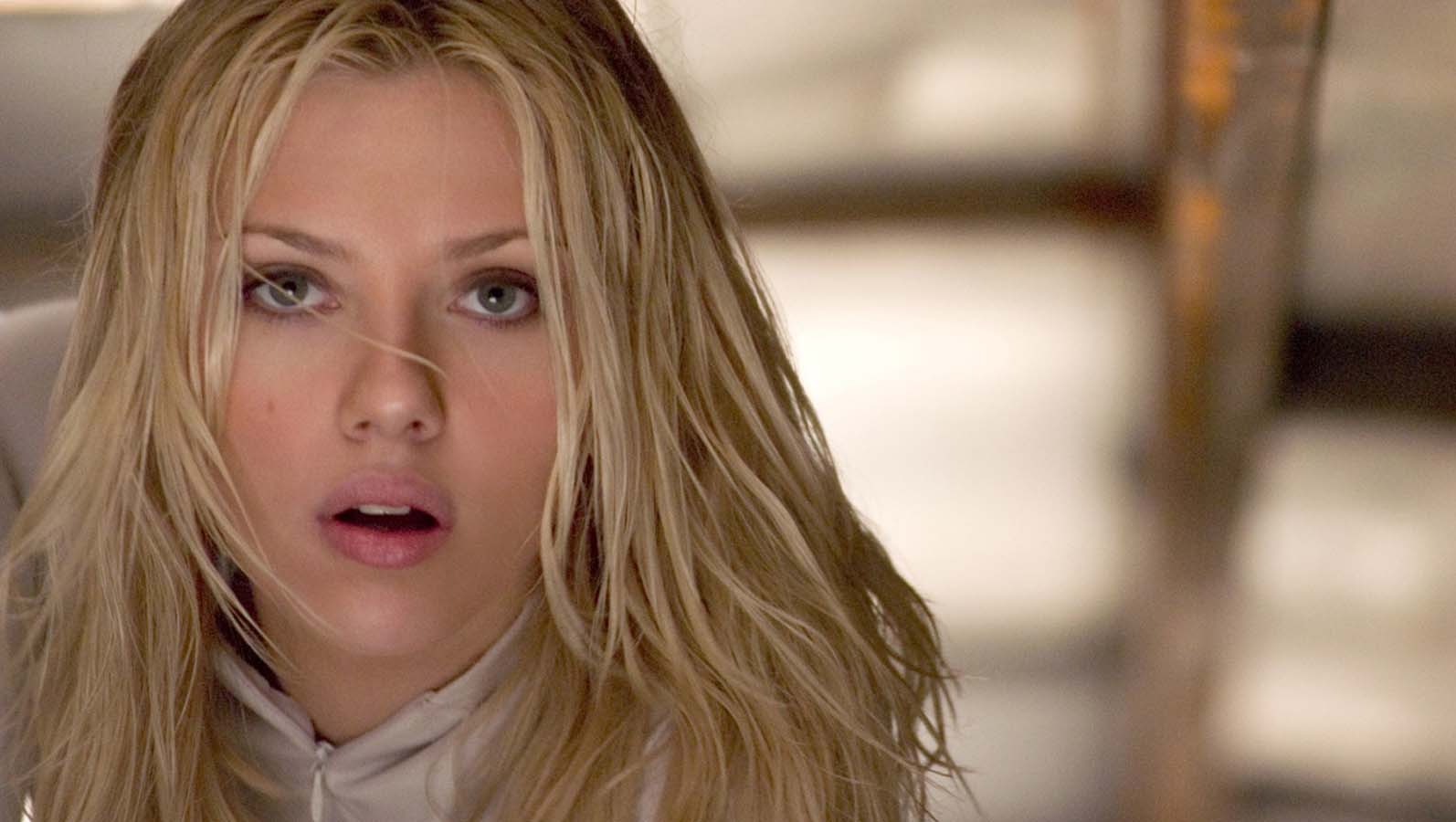 People 1594x900 women actress face blonde long hair open mouth The Island Scarlett Johansson film stills