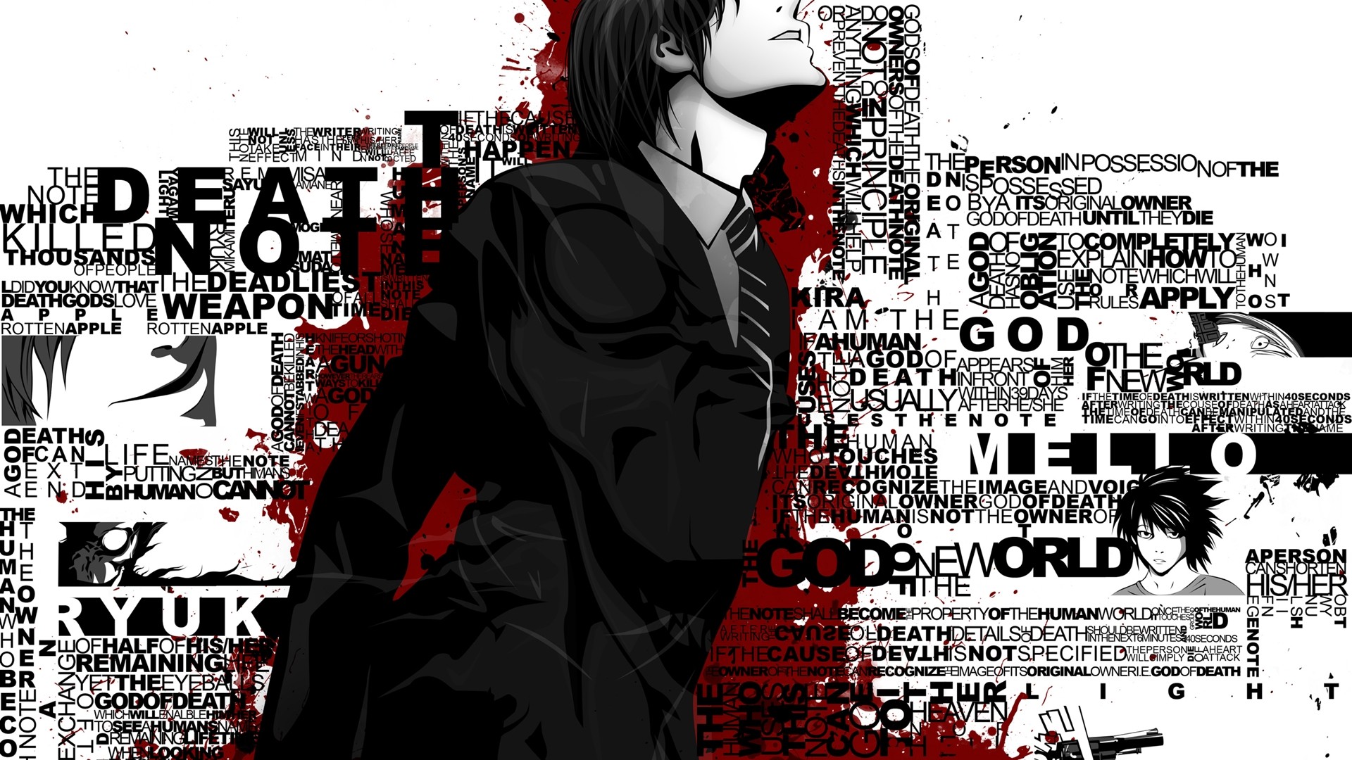 Anime 1920x1080 typography Death Note anime boys selective coloring anime