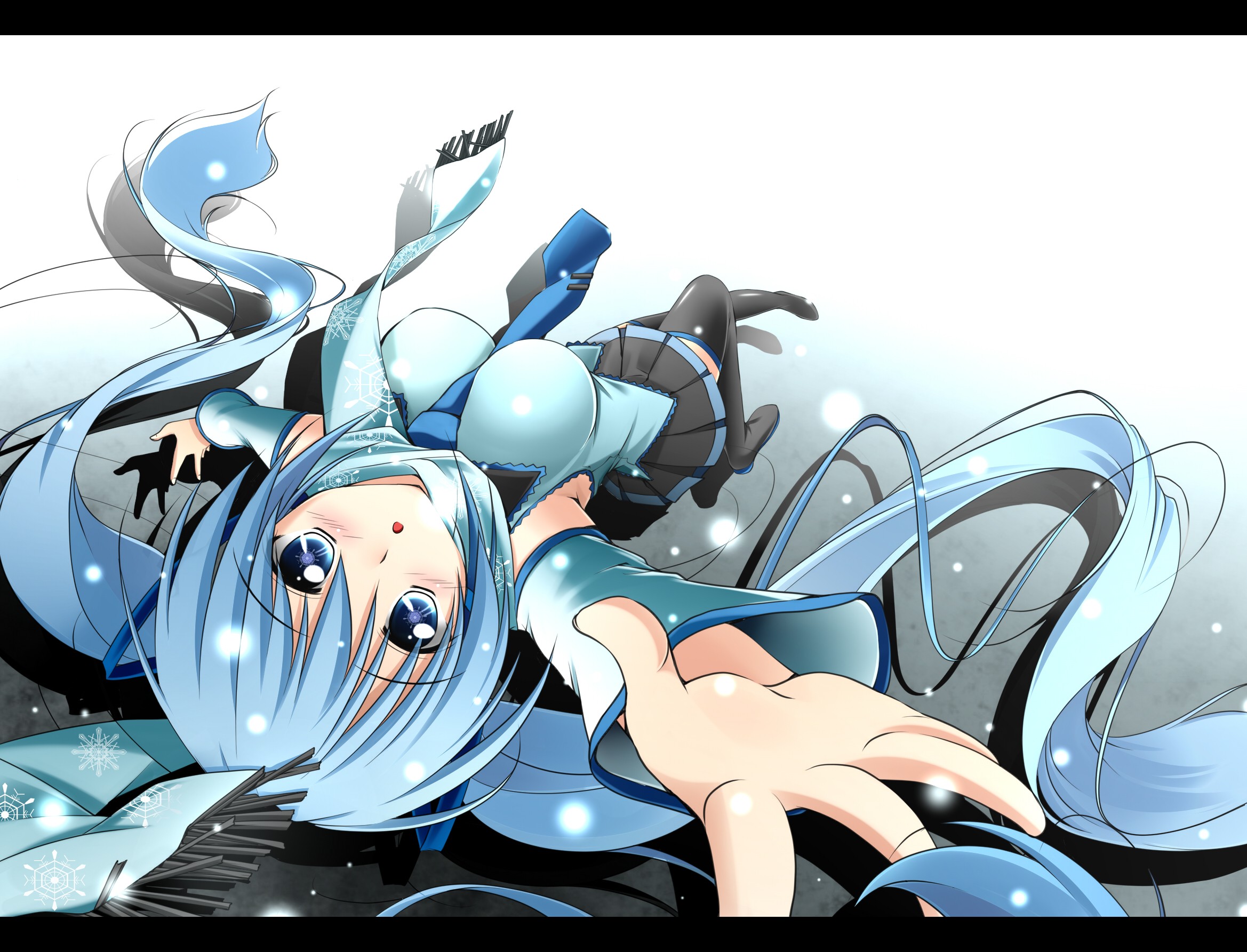 Anime 2338x1785 manga anime girls anime boobs tie blue blue eyes blue hair simple background white background looking at viewer long hair