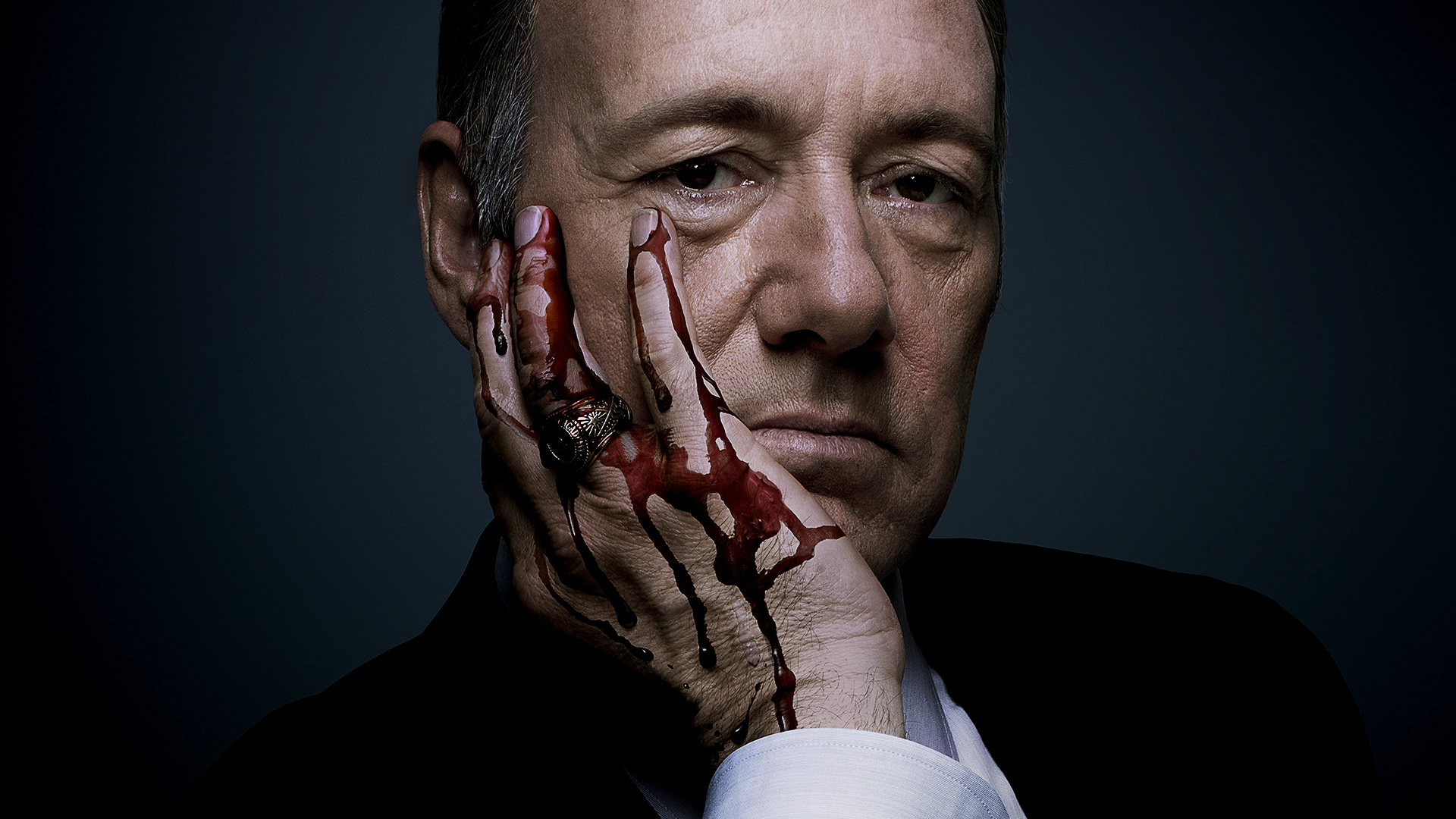 People 1920x1080 House of Cards Kevin Spacey blood men portrait looking at viewer Frank Underwood rings Netflix TV Series