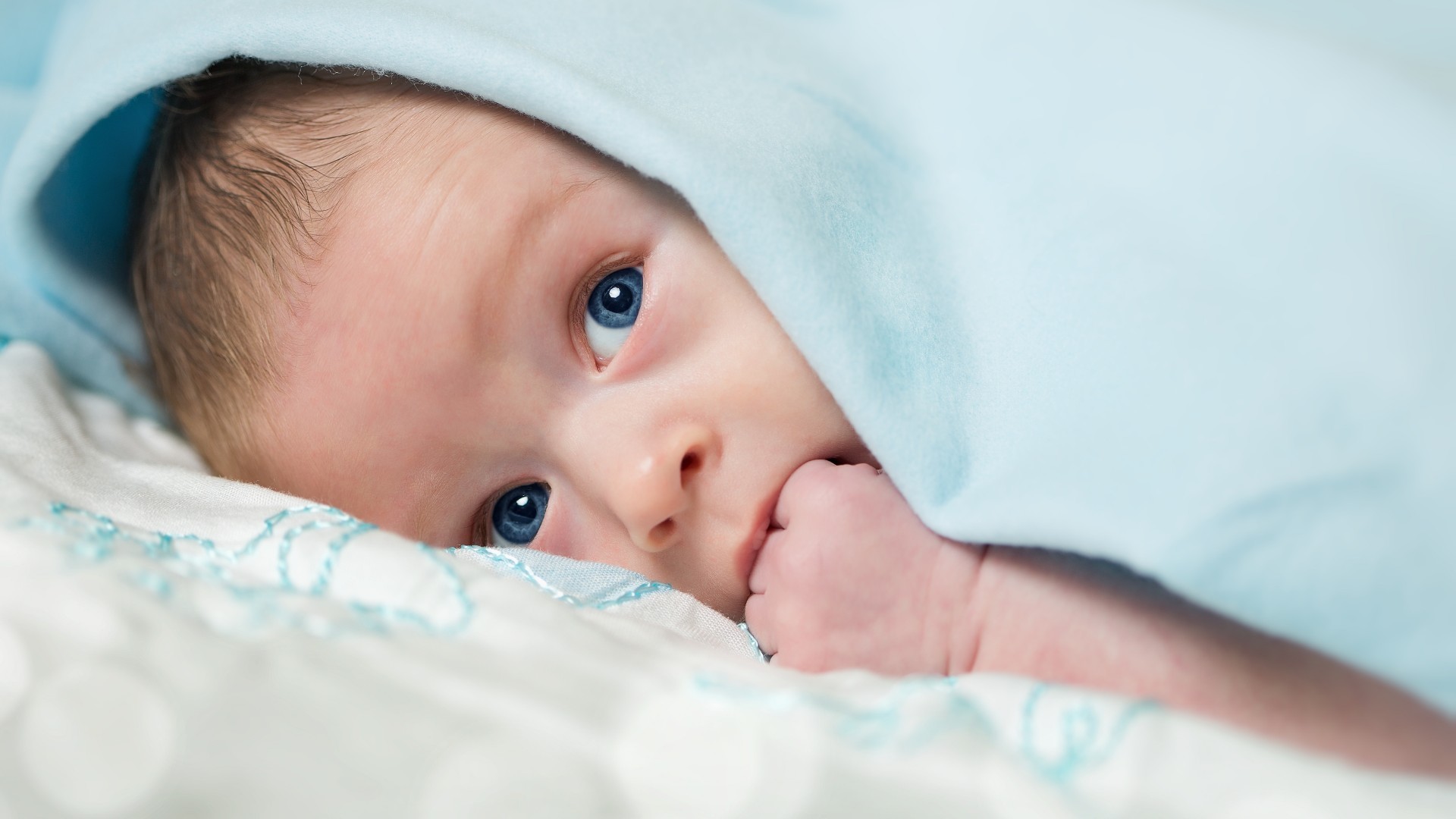 People 1920x1080 baby blue eyes blankets children