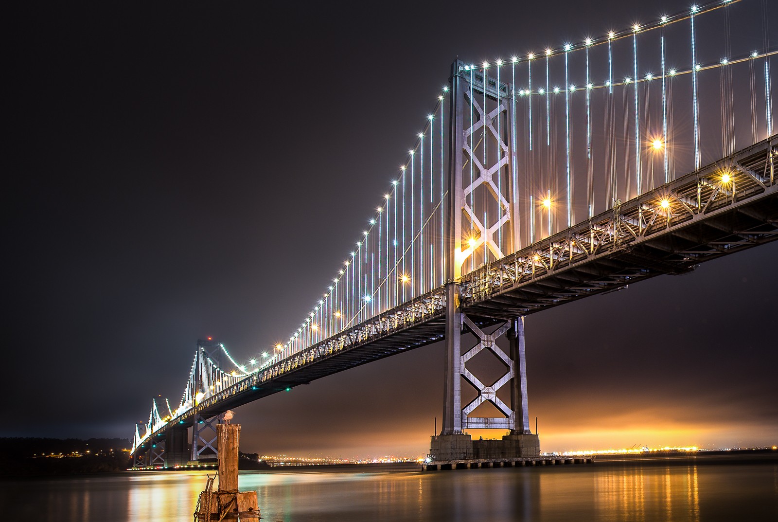 General 1600x1073 bridge Oakland Bay Bridge night San Francisco landmark low light water