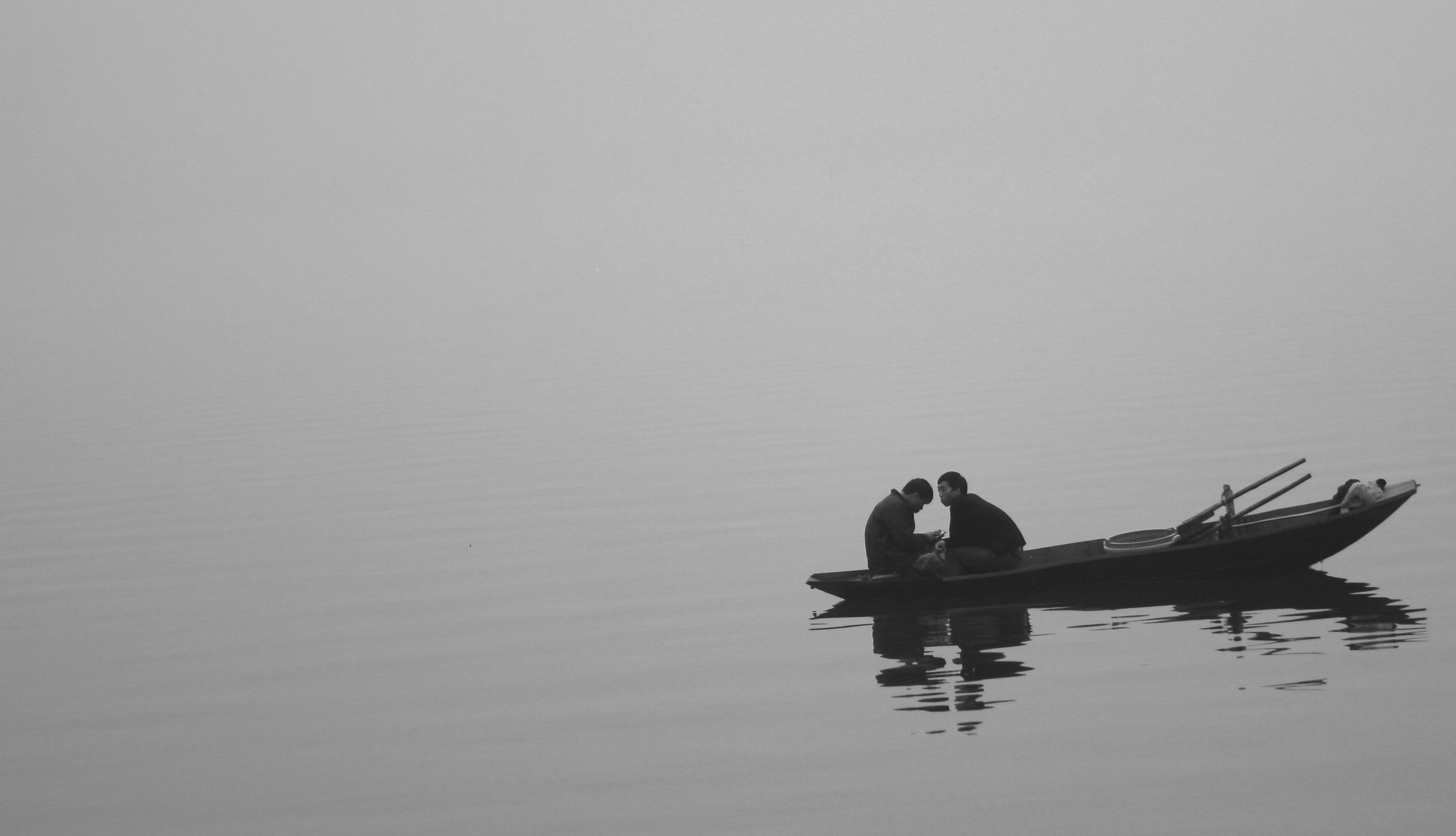 People 3042x1746 monochrome boat Asian water men