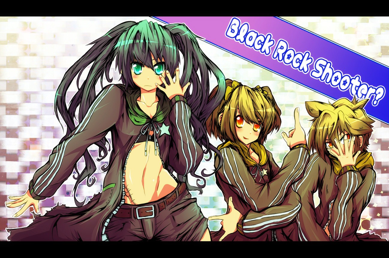 Anime 1296x861 anime girls anime women trio belly green eyes