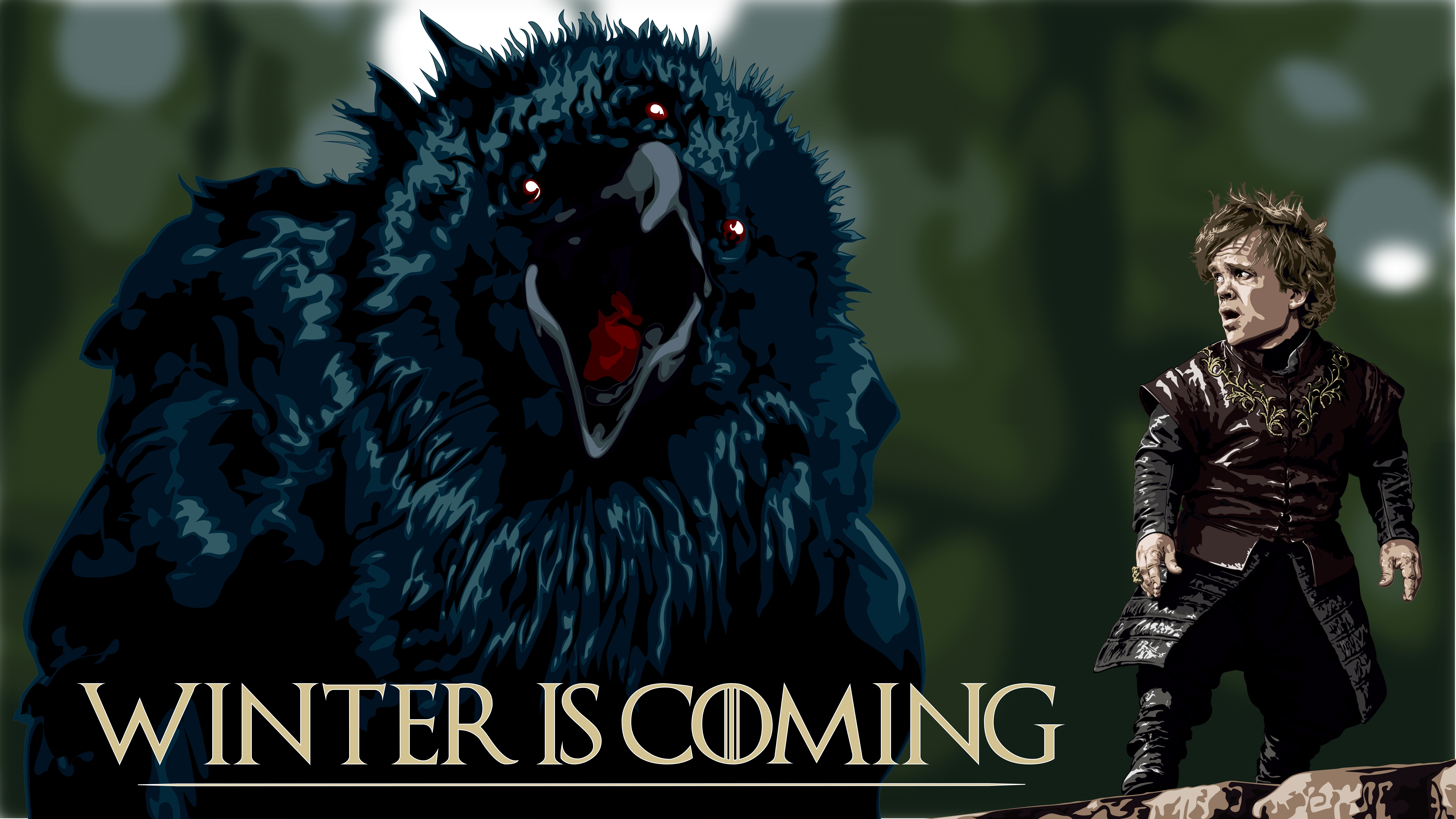 General 8000x4500 Three eyed crows Game of Thrones Peter Dinklage Tyrion Lannister Winter Is Coming TV series birds digital art text
