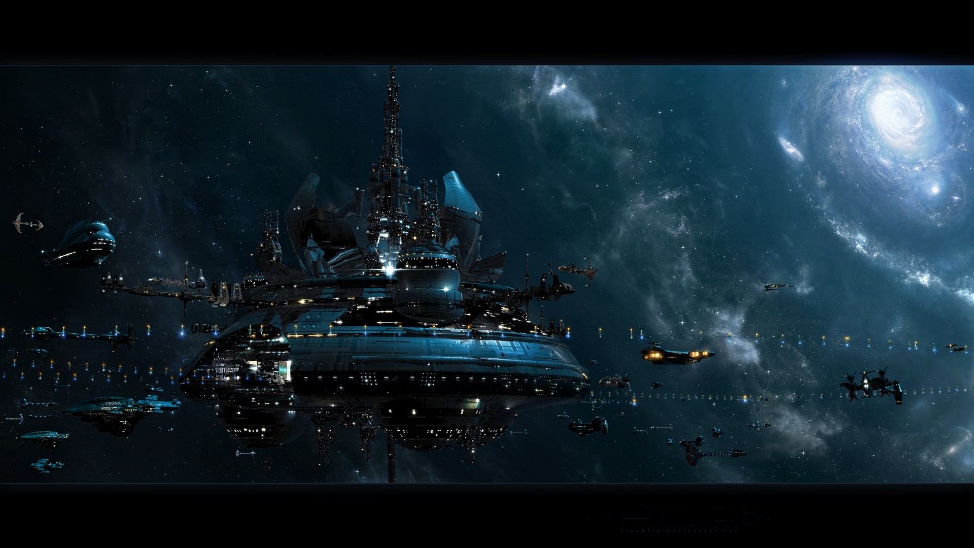 General 1920x1080 digital art science fiction space space station