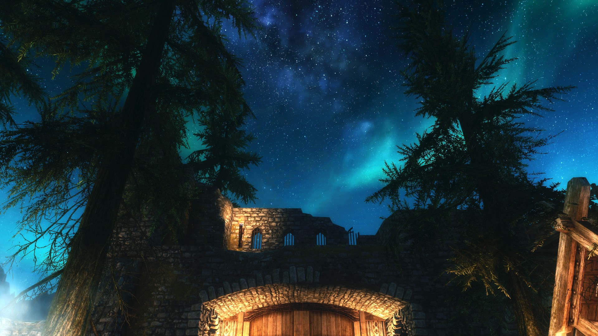 General 1920x1080 night The Elder Scrolls V: Skyrim RPG screen shot video games starry night stars PC gaming