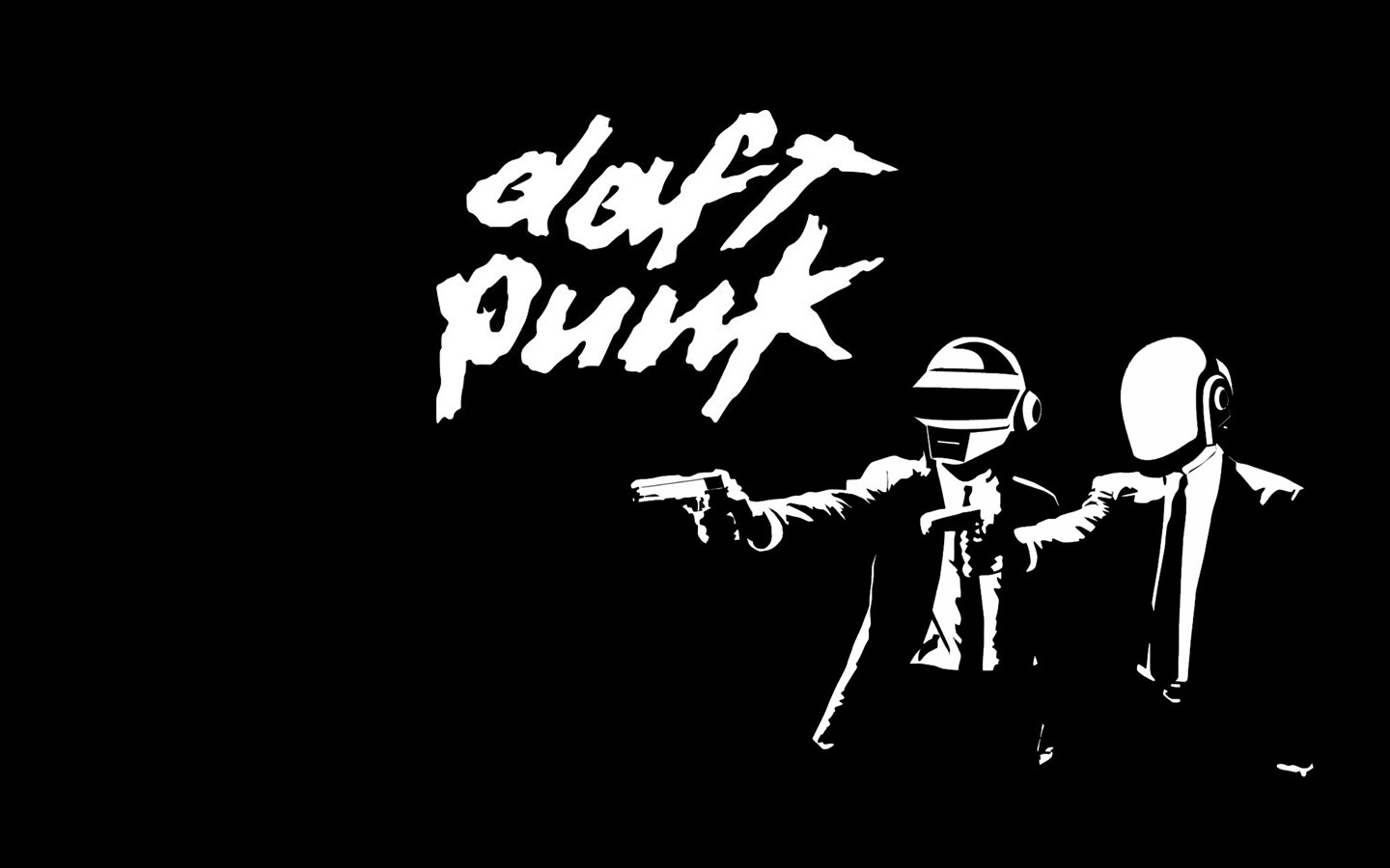 General 1440x900 Daft Punk Pulp Fiction typography artwork music minimalism monochrome electronic music crossover gun weapon simple background movies