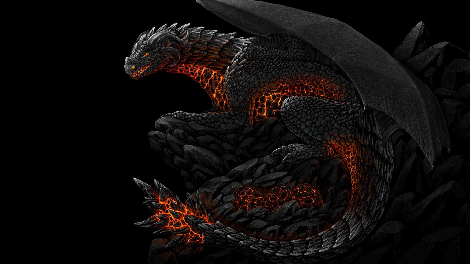 General 1920x1080 dragon fantasy art creature simple background black background artwork
