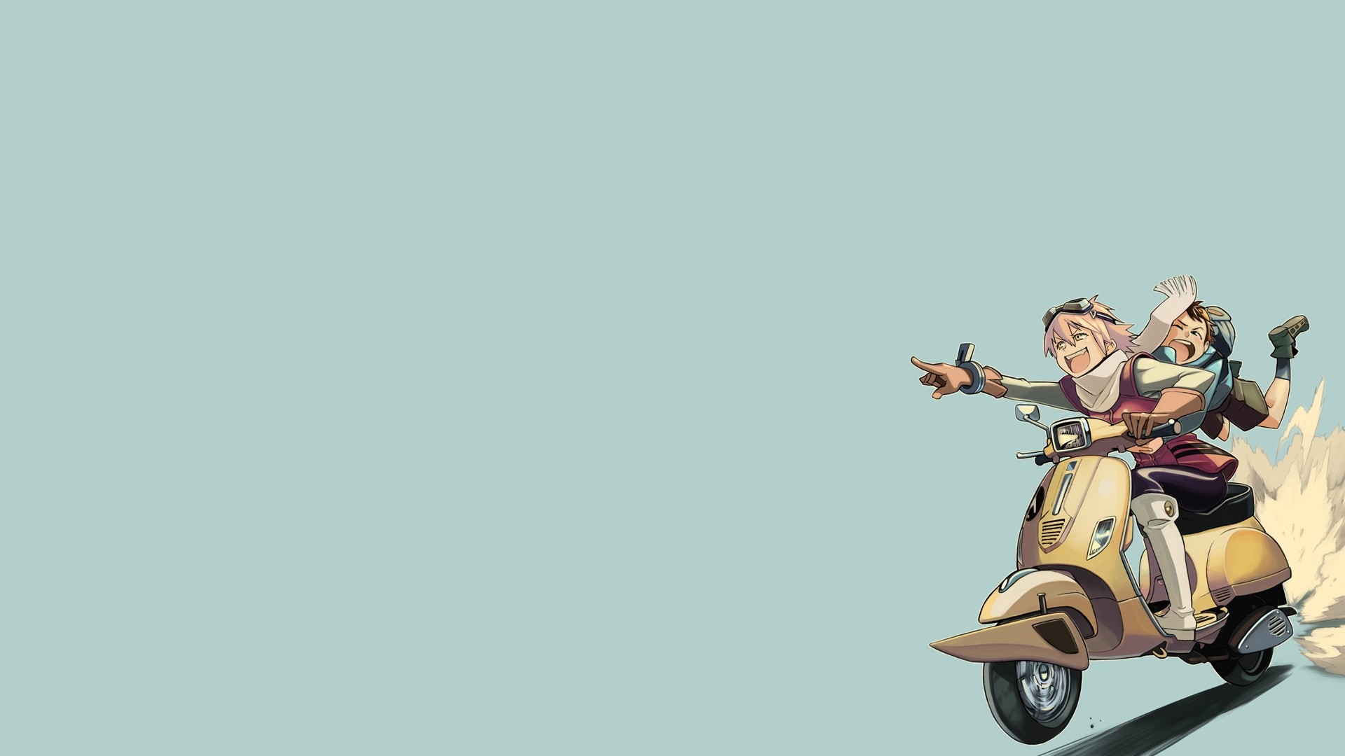 Anime 1920x1080 anime simple background vehicle minimalism FLCL scooters women with scooters two women anime girls