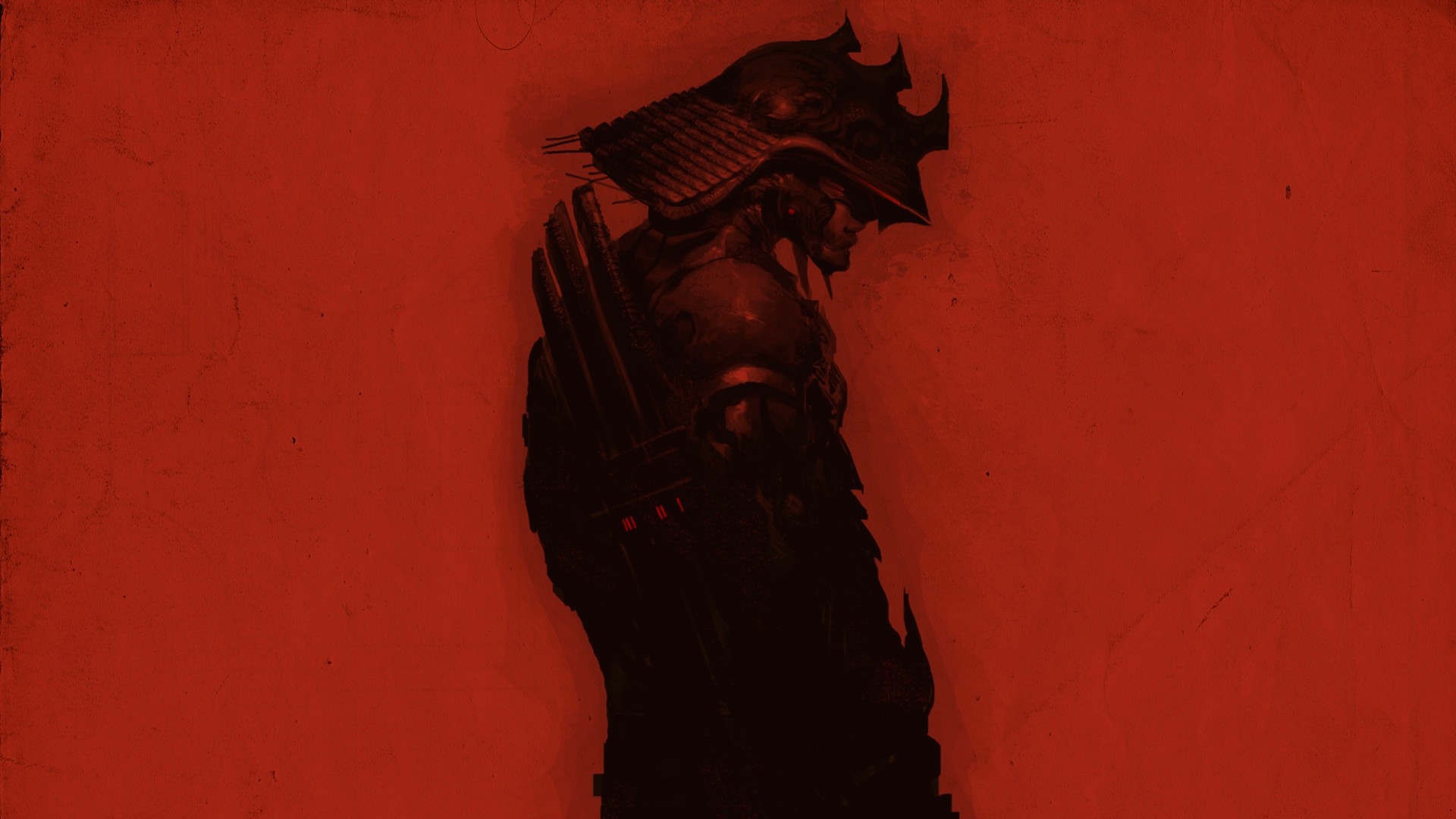 General 1920x1080 samurai artwork red warrior fantasy art red background