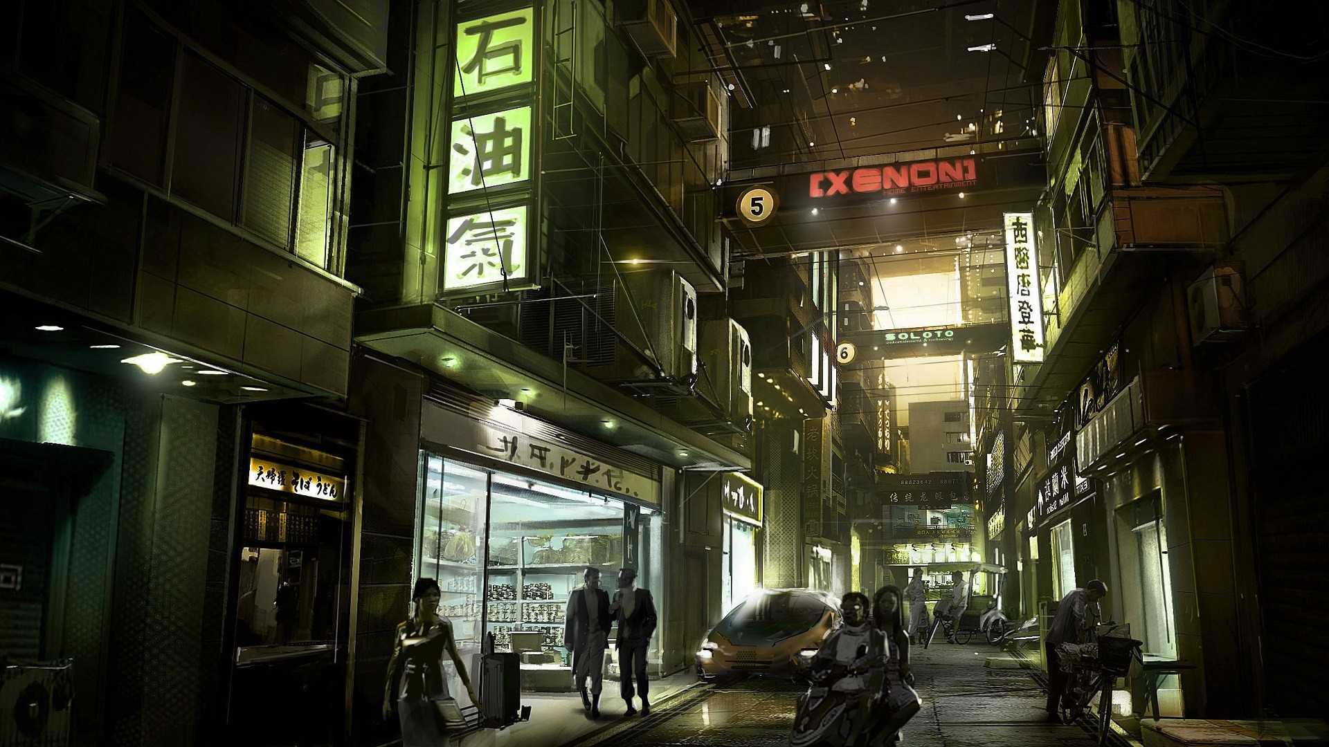 General 1920x1080 cyberpunk futuristic Deus Ex: Human Revolution futuristic city Japan Asia urban street PC gaming video game art concept art artwork science fiction