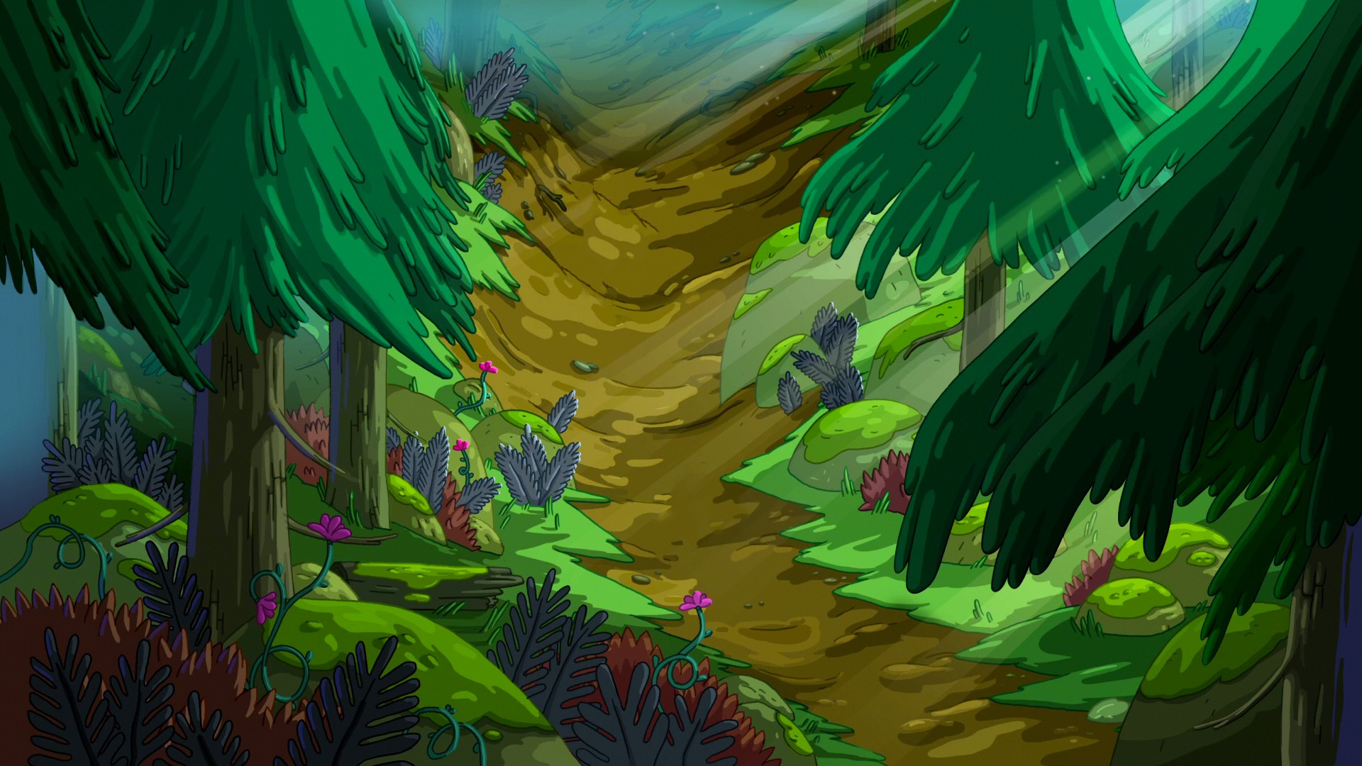 General 1920x1080 Adventure Time cartoon forest path TV series digital art
