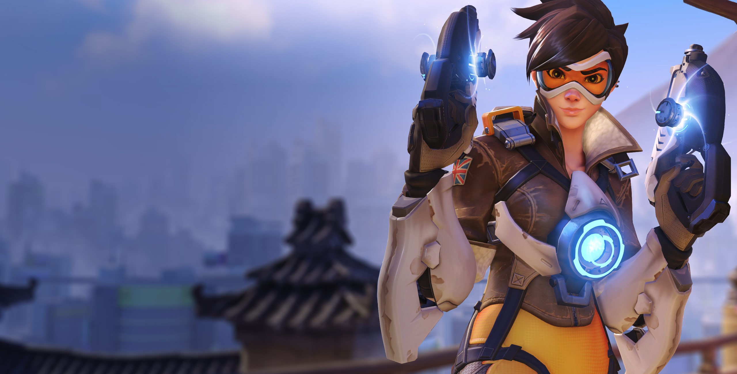 General 2560x1300 Overwatch Tracer (Overwatch) Blizzard Entertainment Hanamura (Overwatch) video games PC gaming video game girls girls with guns