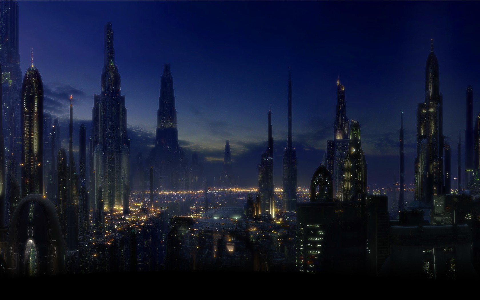 General 1680x1050 futuristic Star Wars Coruscant movies futuristic city city lights