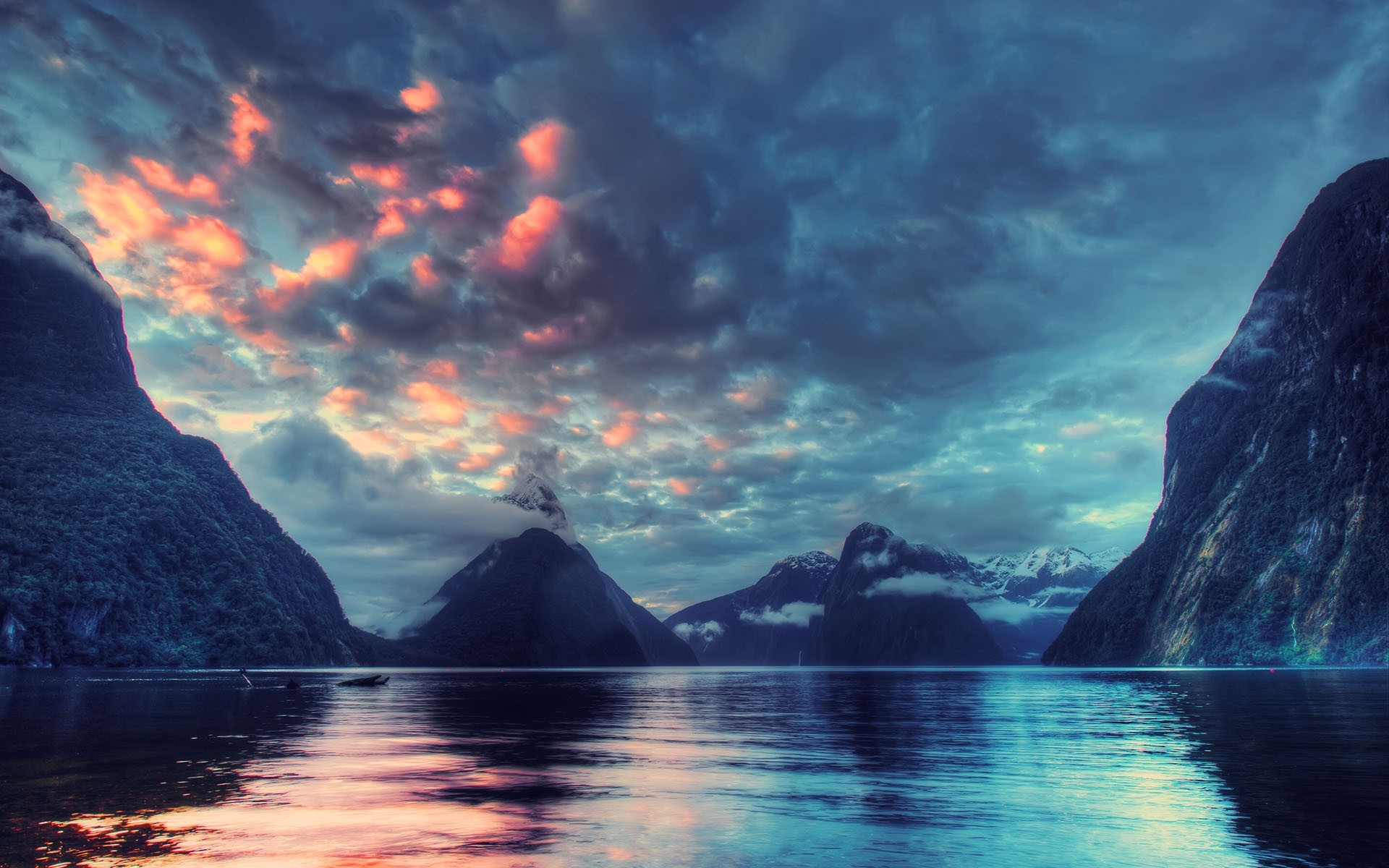 General 1920x1200 nature landscape Milford Sound sky clouds water New Zealand