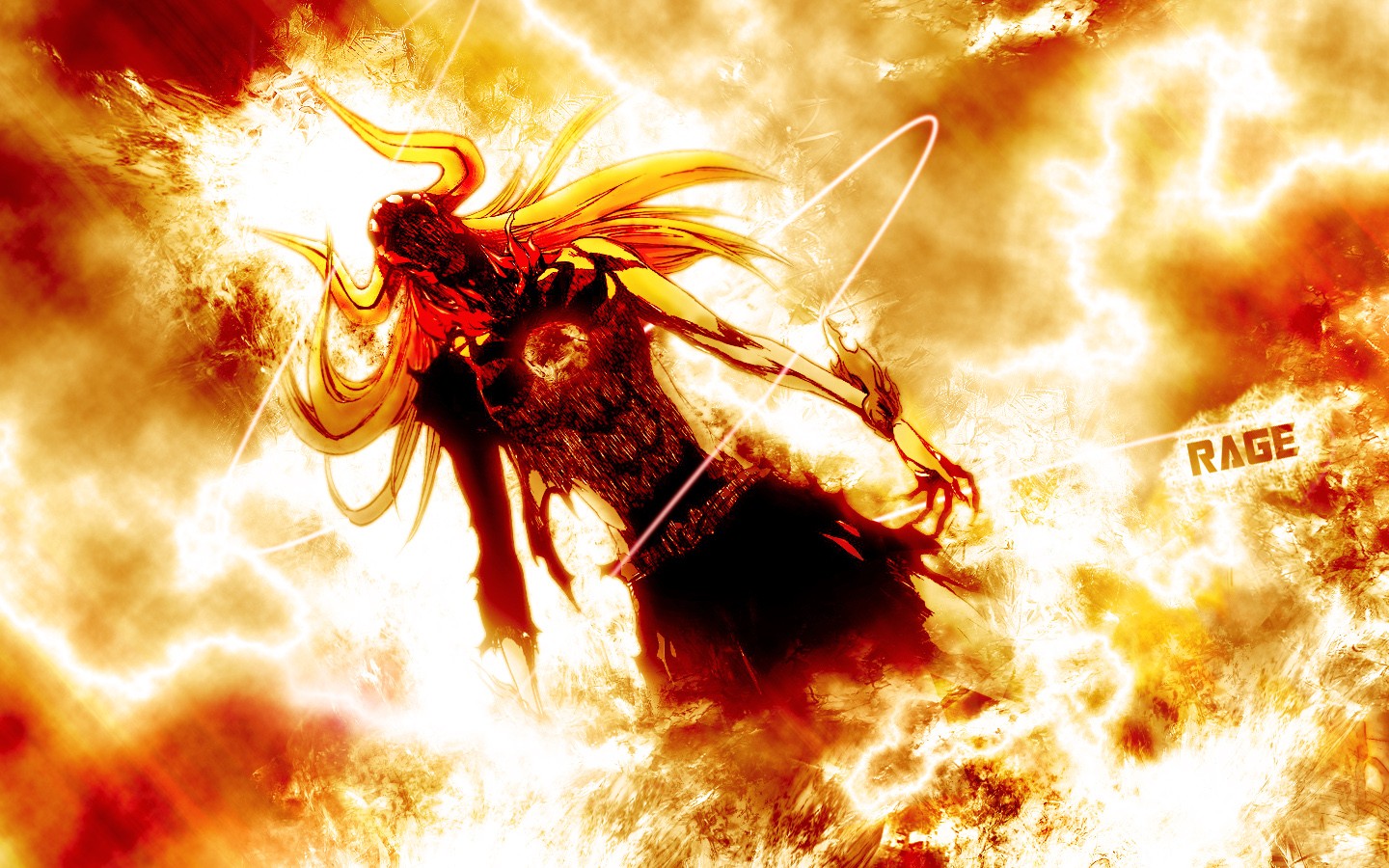 Anime 1440x900 Bleach anime Vasto Lorde Hollow Kurosaki Ichigo fire