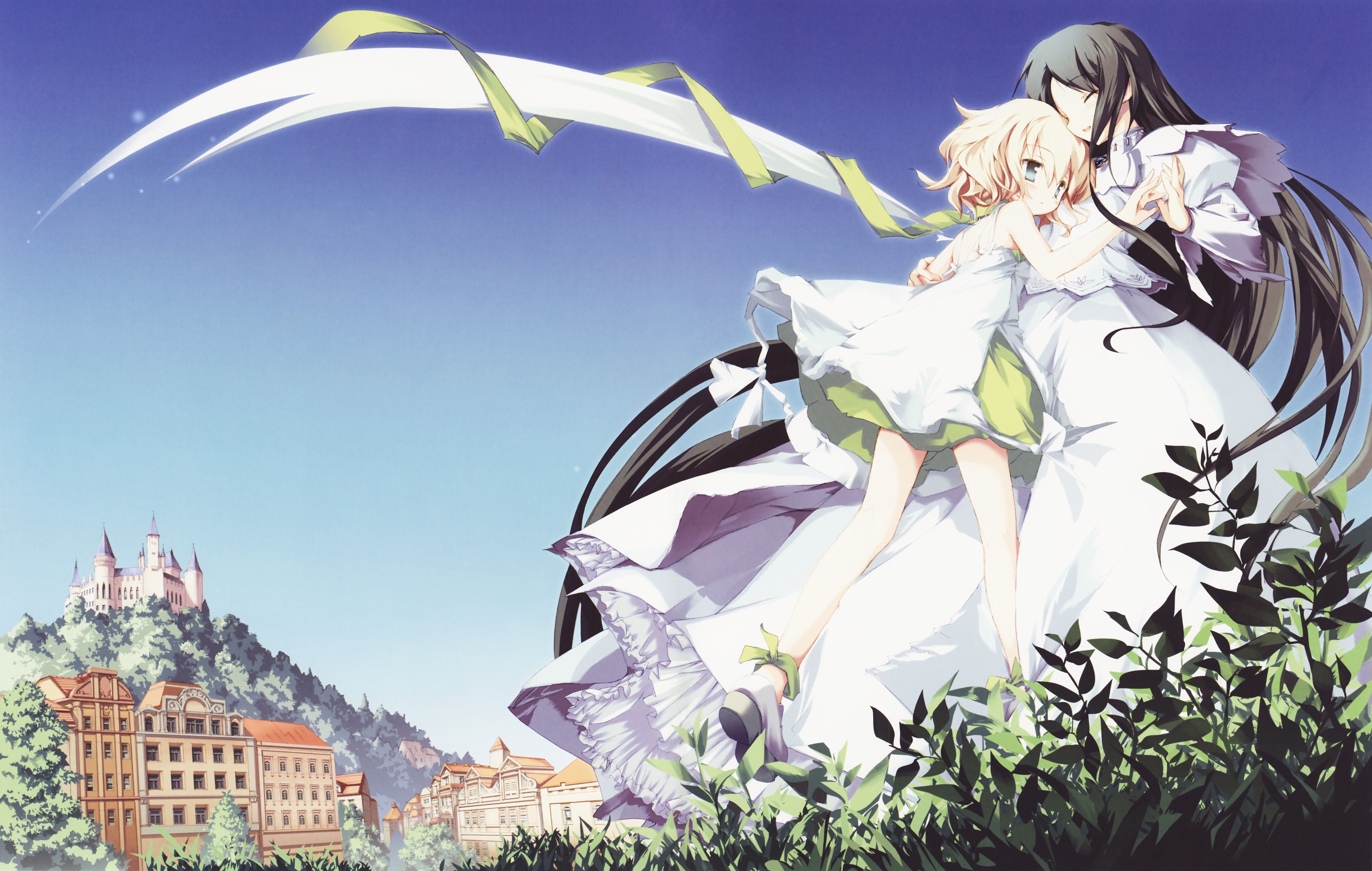 Anime 4943x3139 visual novel anime two women dark hair blonde