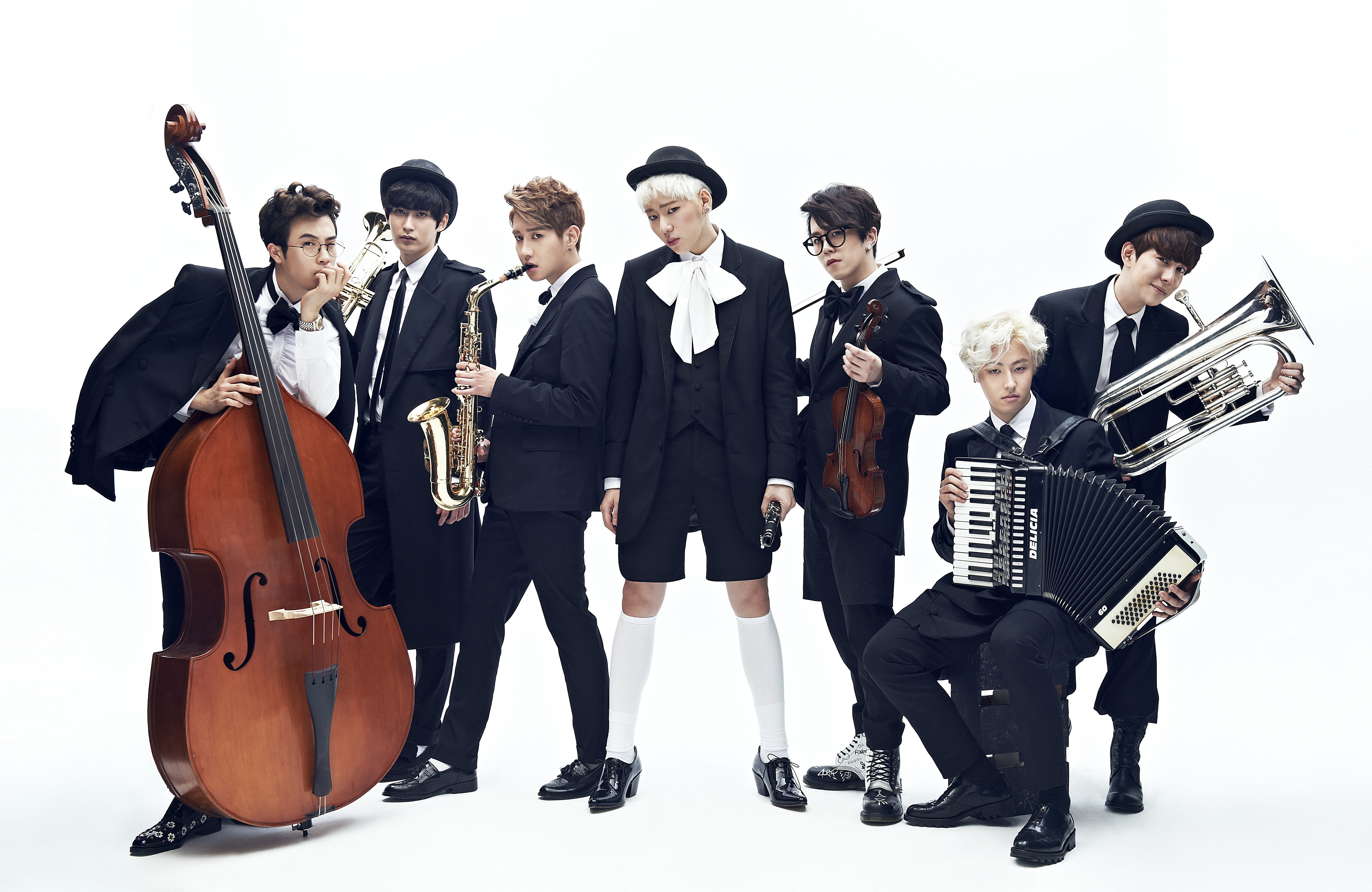 People 5216x3393 Asian music Group of Men studio white background musical instrument men boy bands
