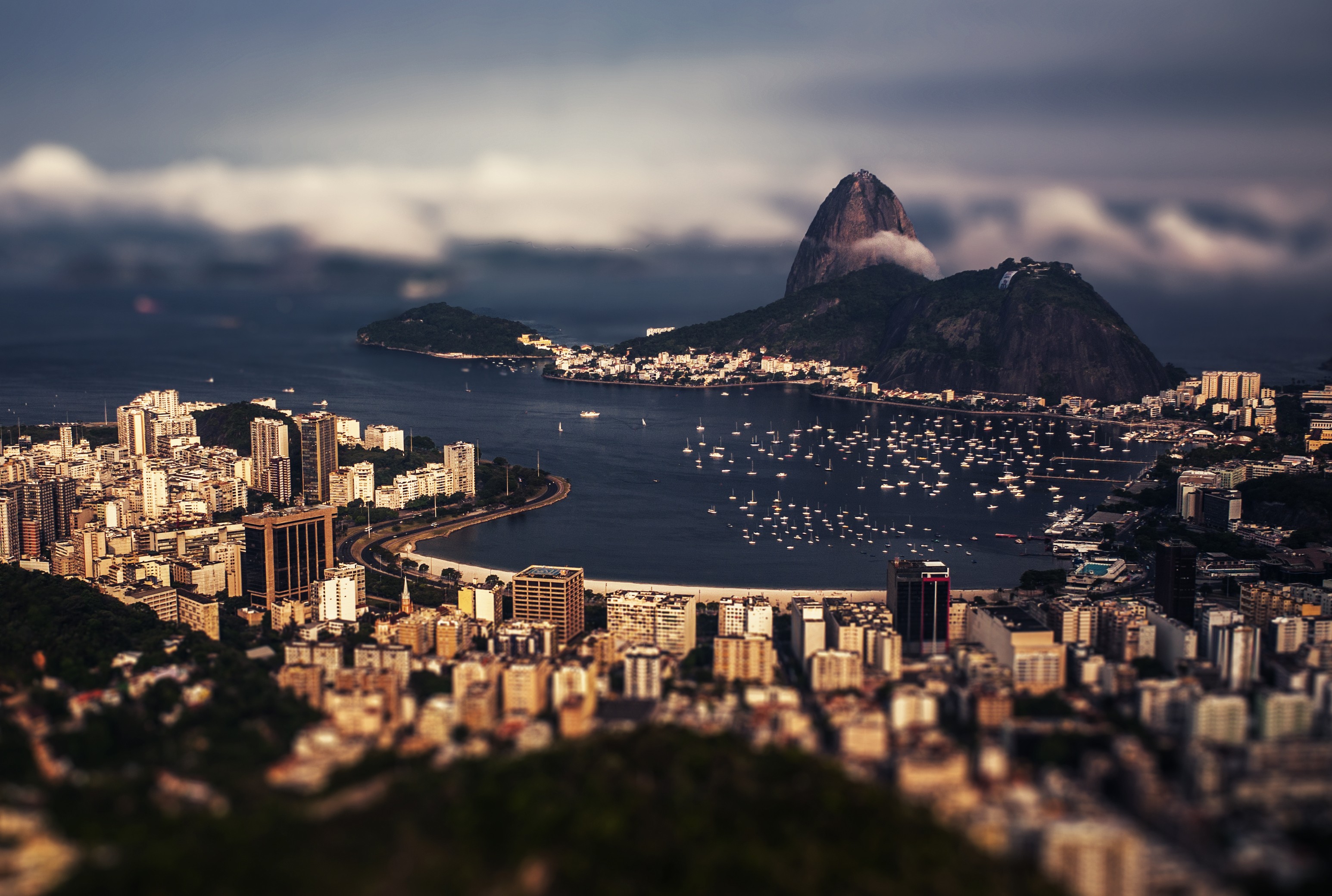 General 3091x2079 Brazil Rio de Janeiro tilt shift city cityscape Sugarloaf Mountain Botafogo Beach