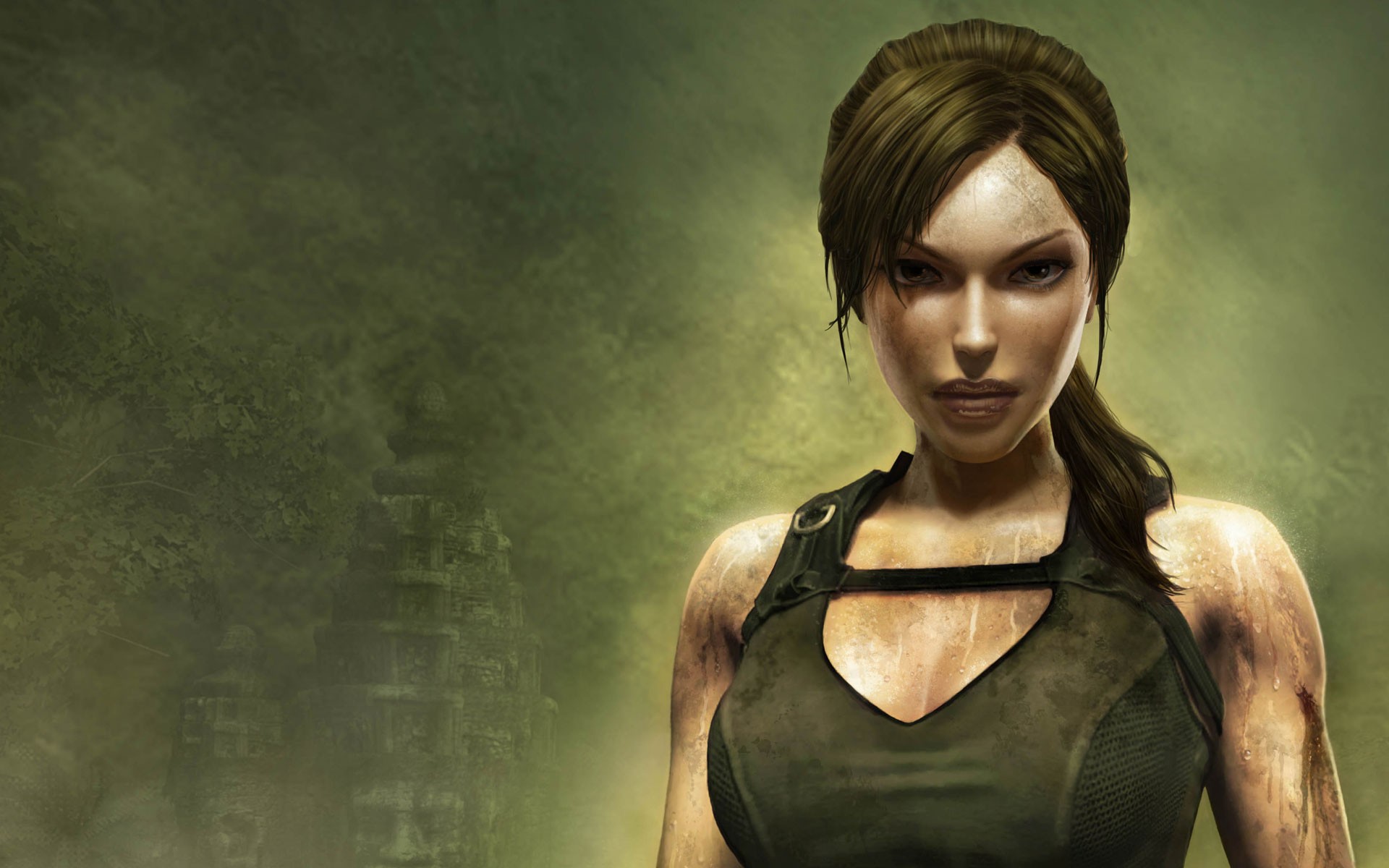 General 1920x1200 Tomb Raider Tomb Raider: Underworld concept art video game girls wounds looking at viewer video game art video game characters blood Lara Croft (Tomb Raider)