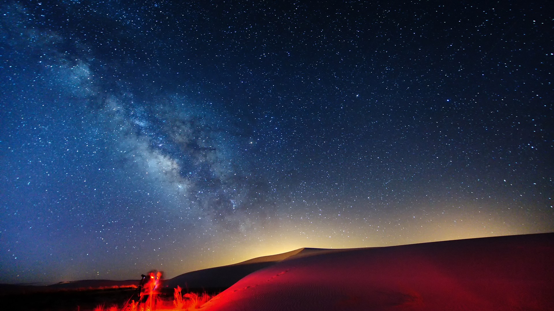 General 1920x1080 landscape sky starry night Milky Way stars night red dunes nature
