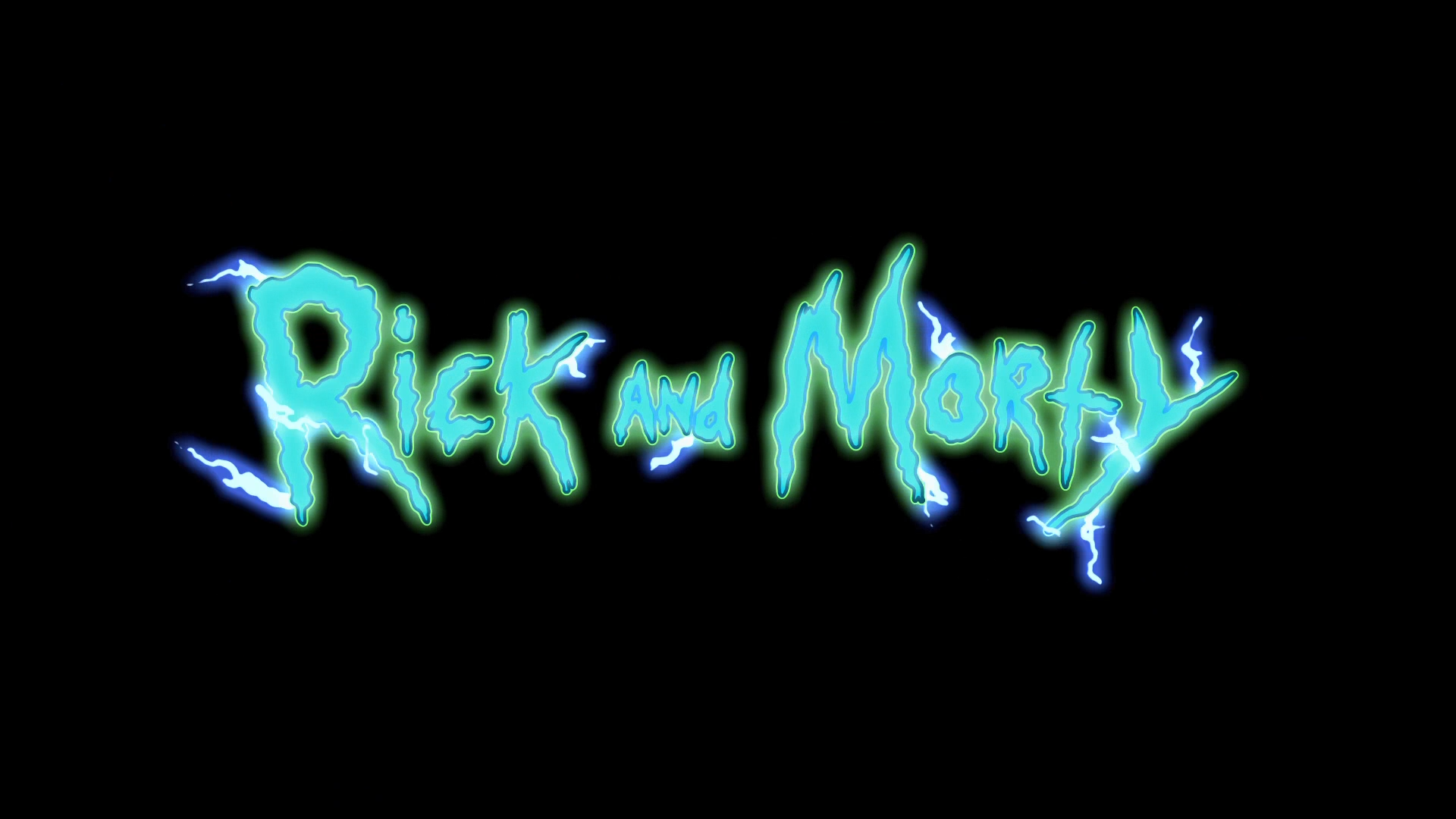 General 1920x1080 Rick and Morty TV series black background cartoon typography minimalism title simple background