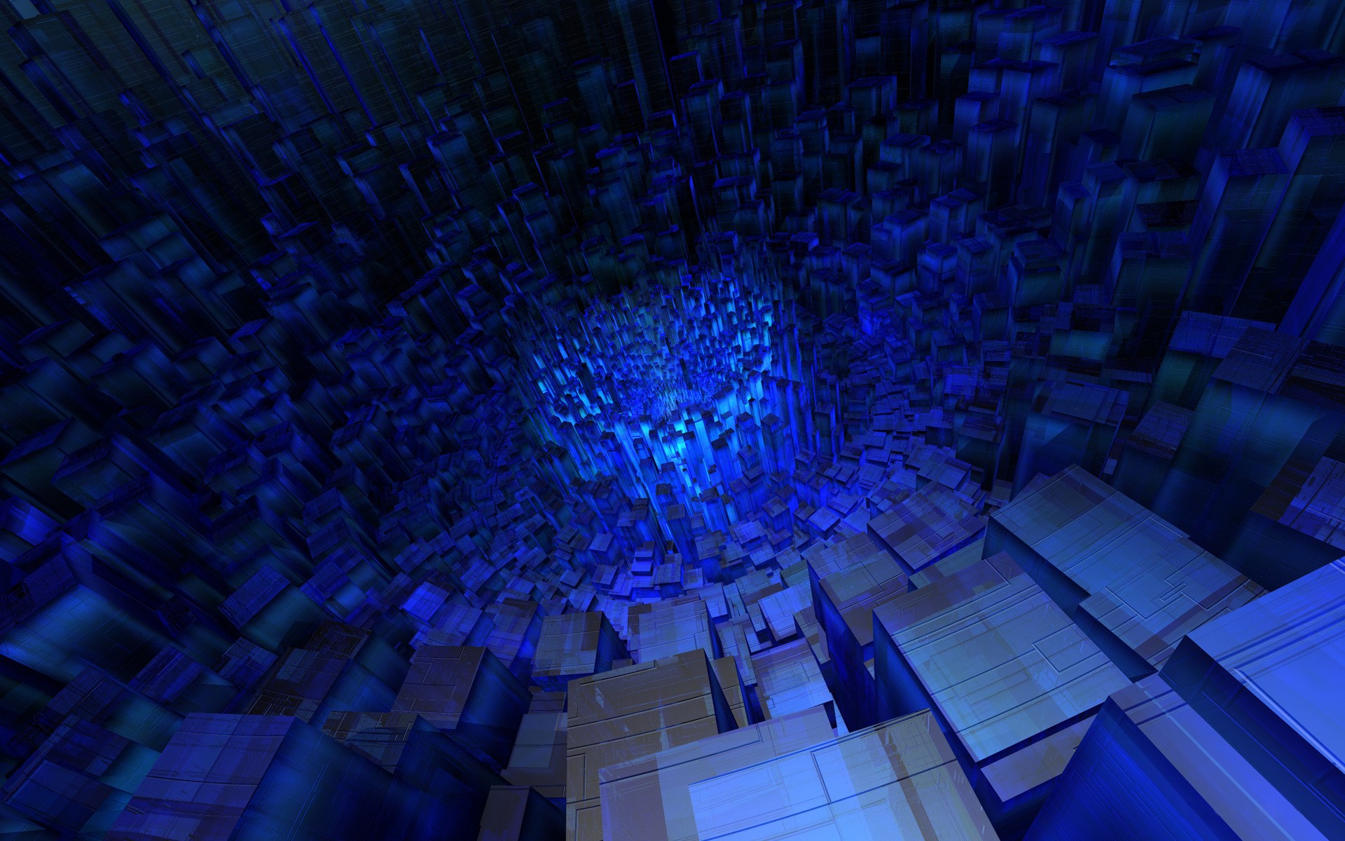 General 1920x1200 abstract blue digital art 3D Blocks CGI